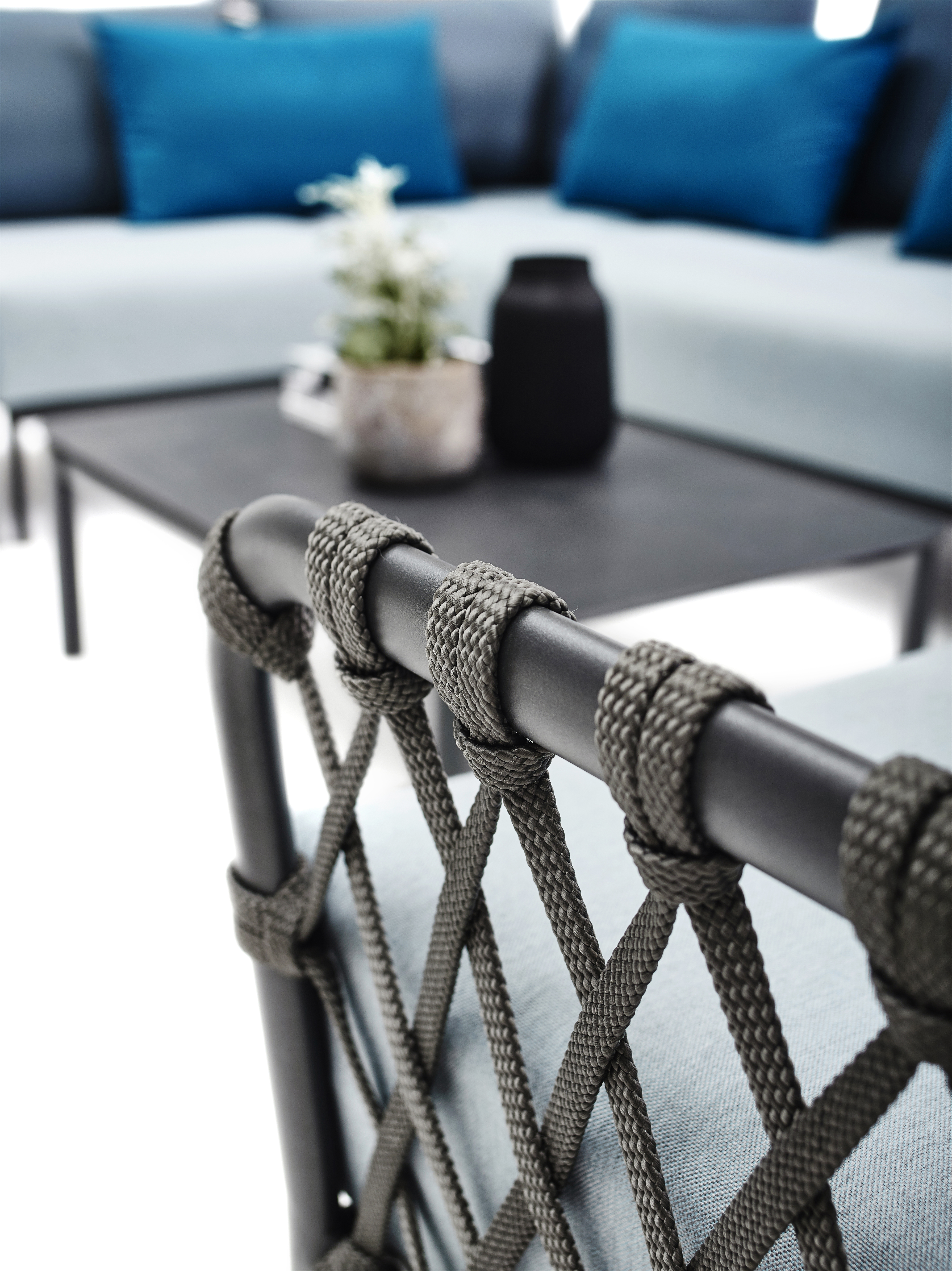 Caro Garten Lounge-Set Anthrazit Blau