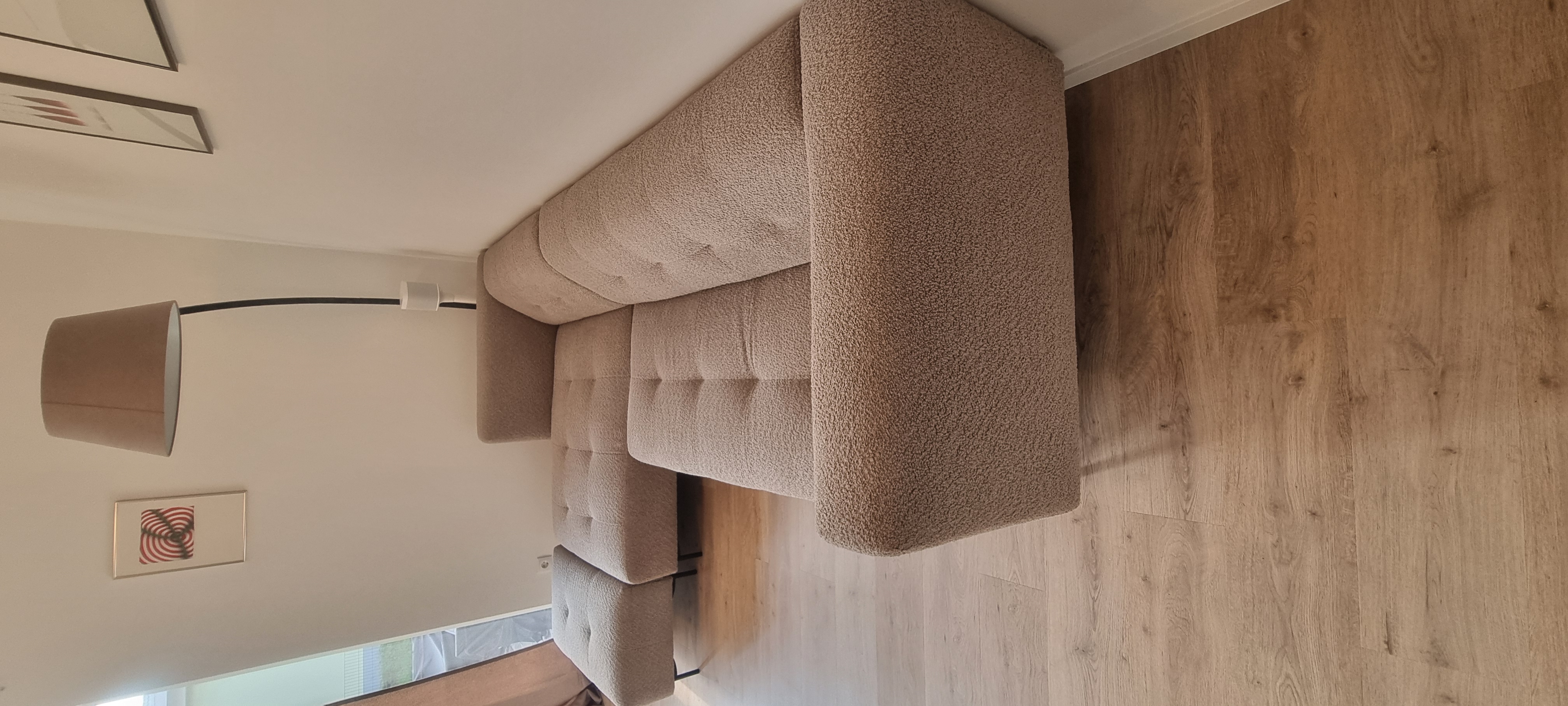 Borre Sofa Récamiere Links + Hocker Grau
