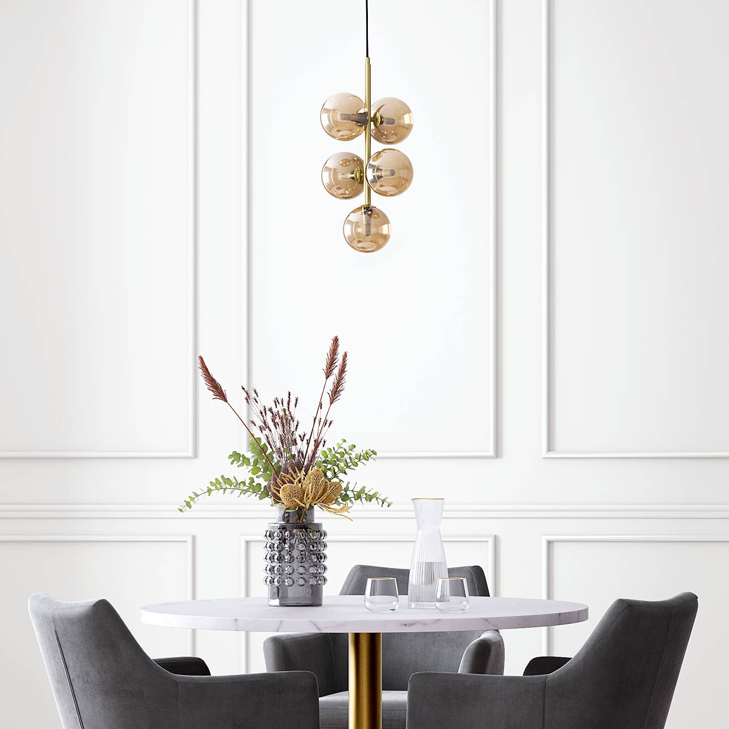 KJUL Pendant Lamp Metal Gold 5-light