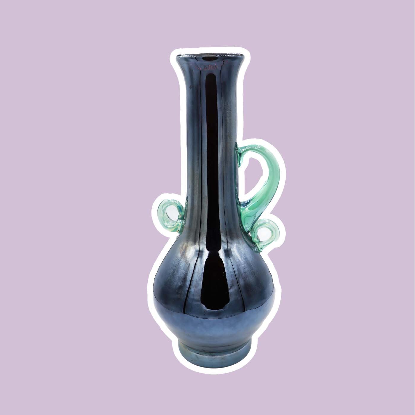 Vintage Jugendstil Henkelvase Abrissglas