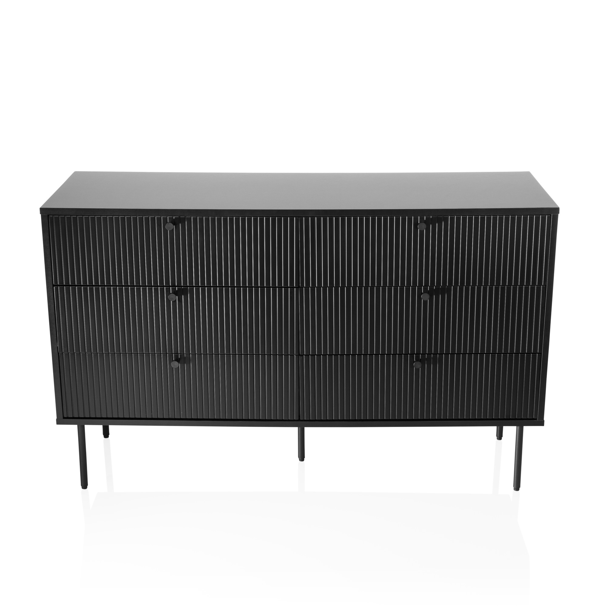 Karby S Sideboard mit 6 Schubladen Schwarz