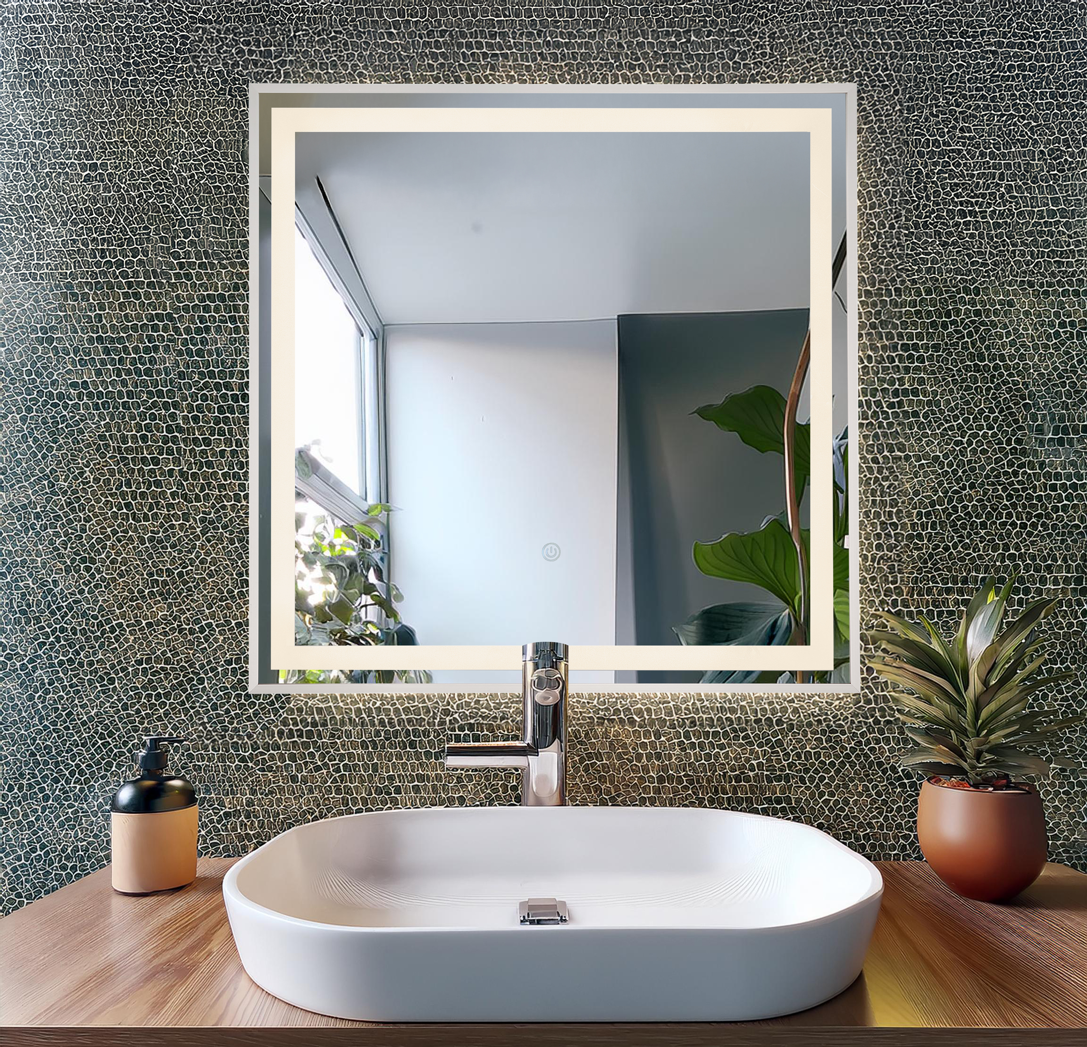 1-Flammig Rivas Typ F Wandspiegel mit Beleuchtung Glas Eisen