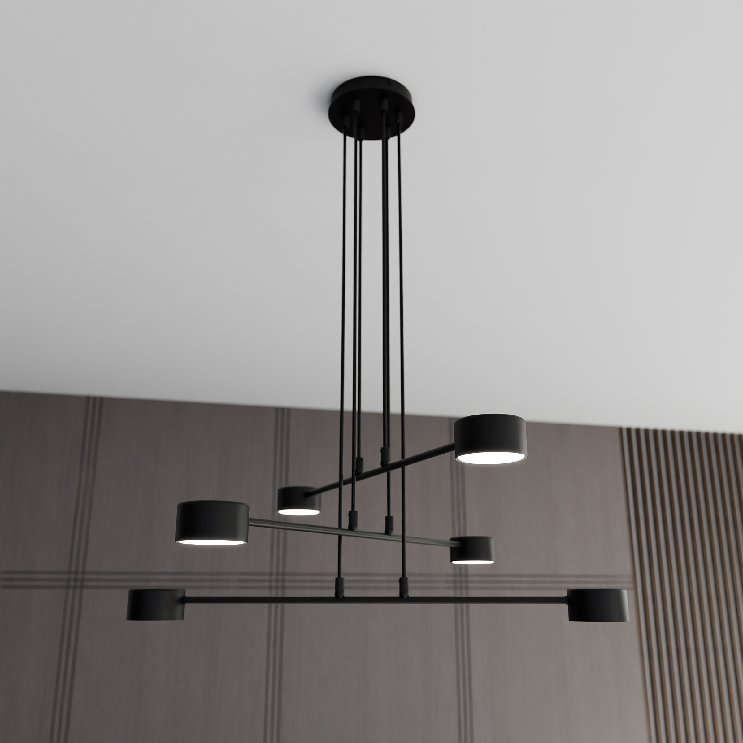 Pendant light 6-bulb steel black