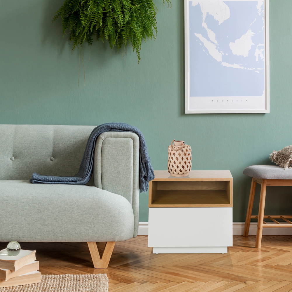 MELMO Side table with open shelf Wood White