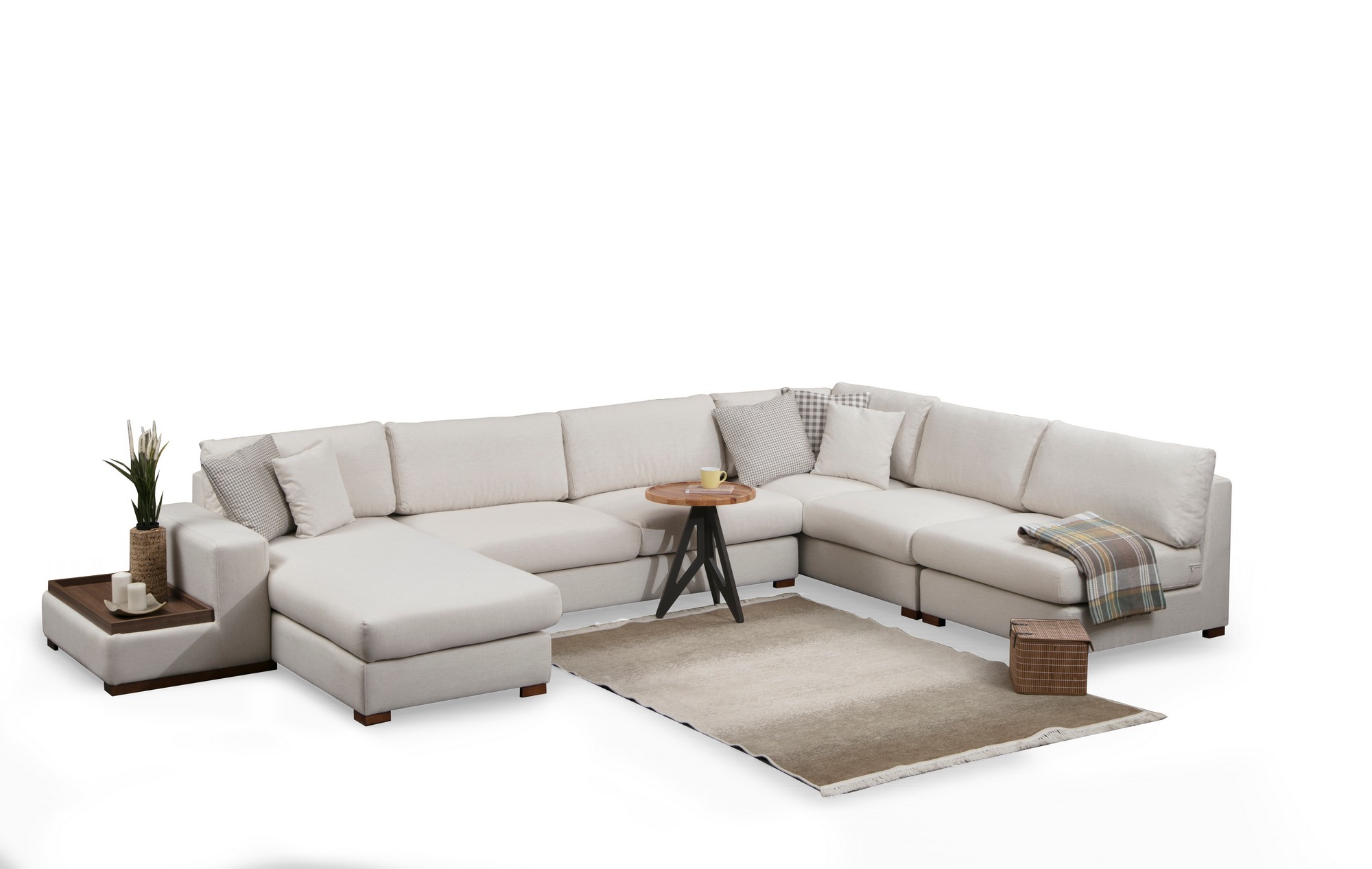 Ecksofa Textil Weiß