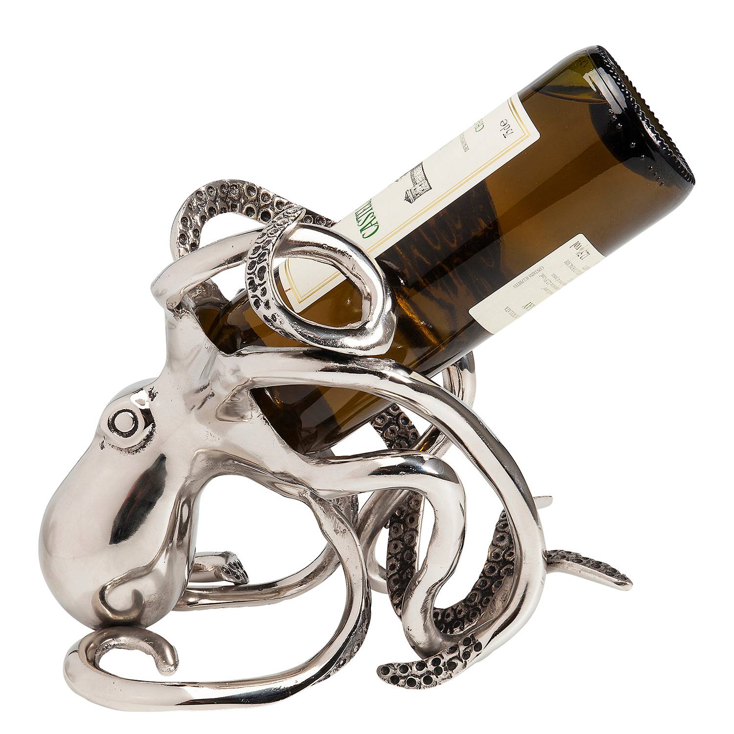 Octopus Flaschenhalter Silber Metall