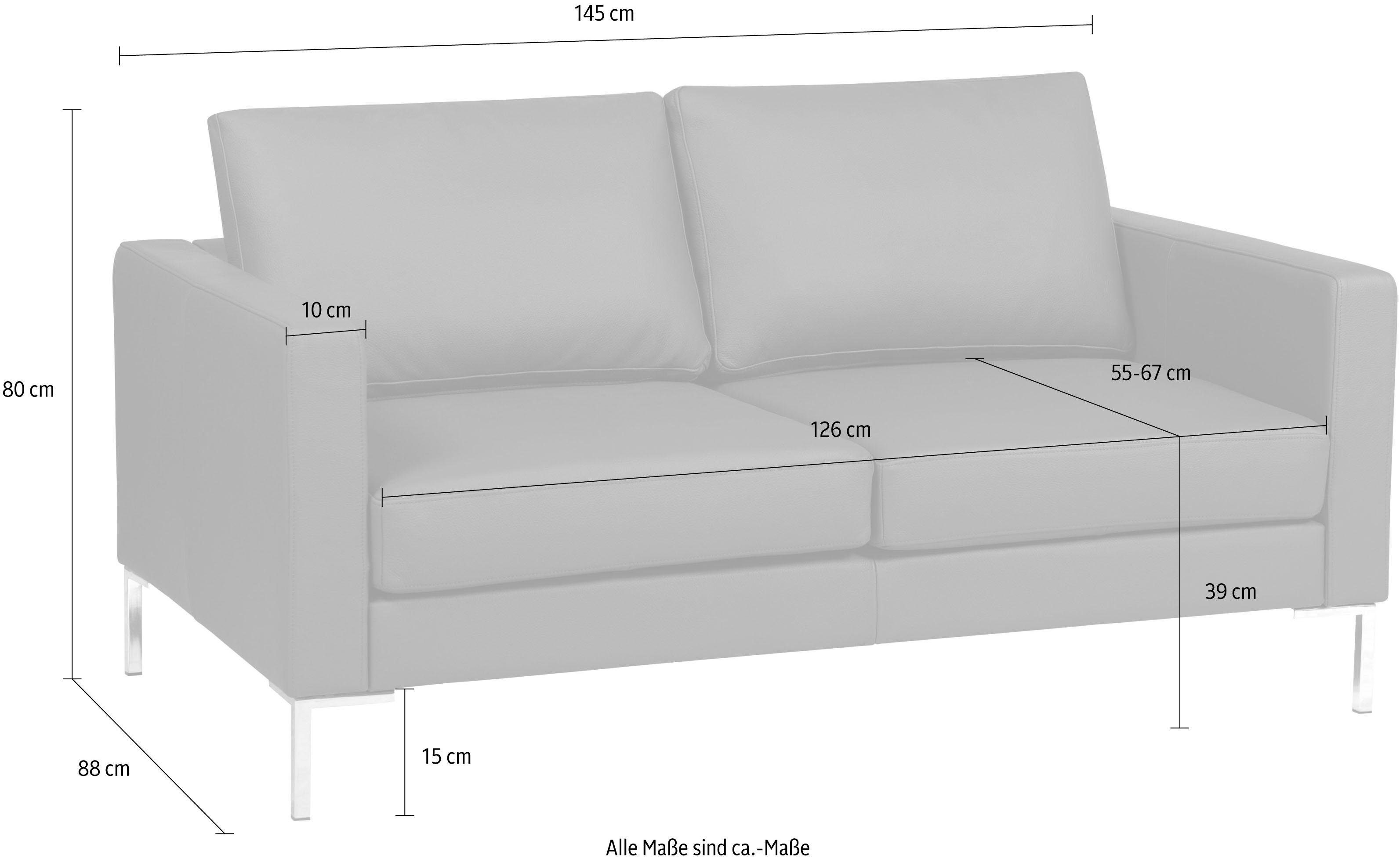 Portobello Sofa 2-Sitzer Leder Metall Dunkelgrau