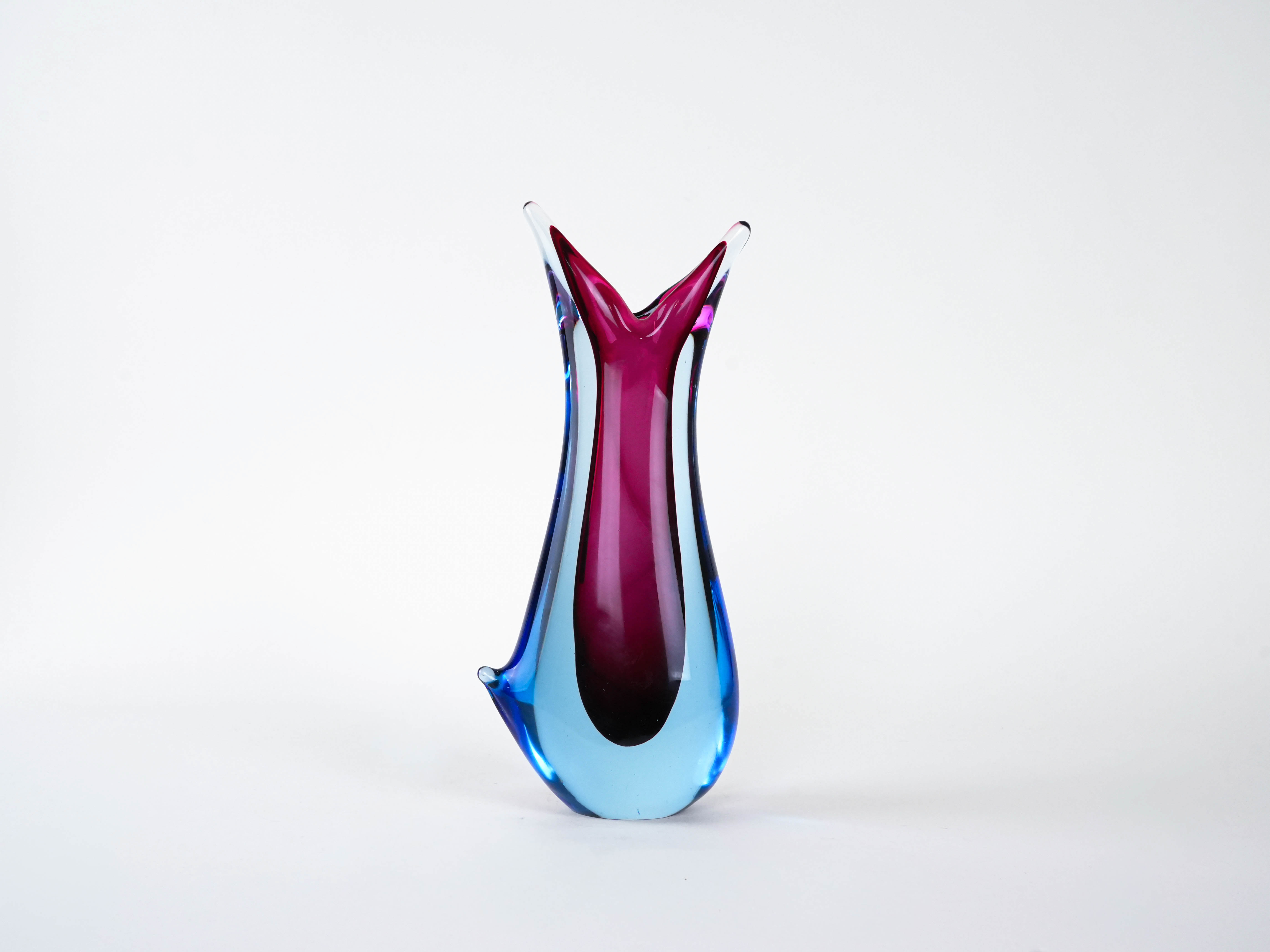 Vase Murano-Glas Blau 1960er Jahre