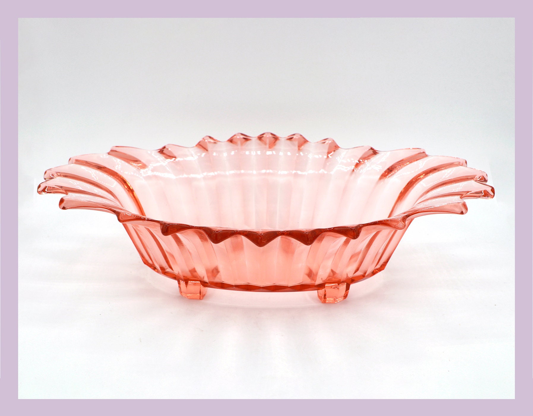 Vintage Rosalin Glass Footed Bowl 1930s