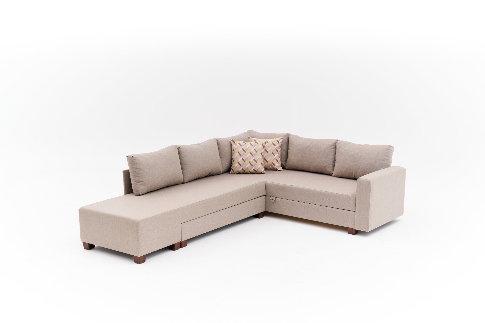 Aly  Schlafsofa Récamiere Links Baumwolle Beige