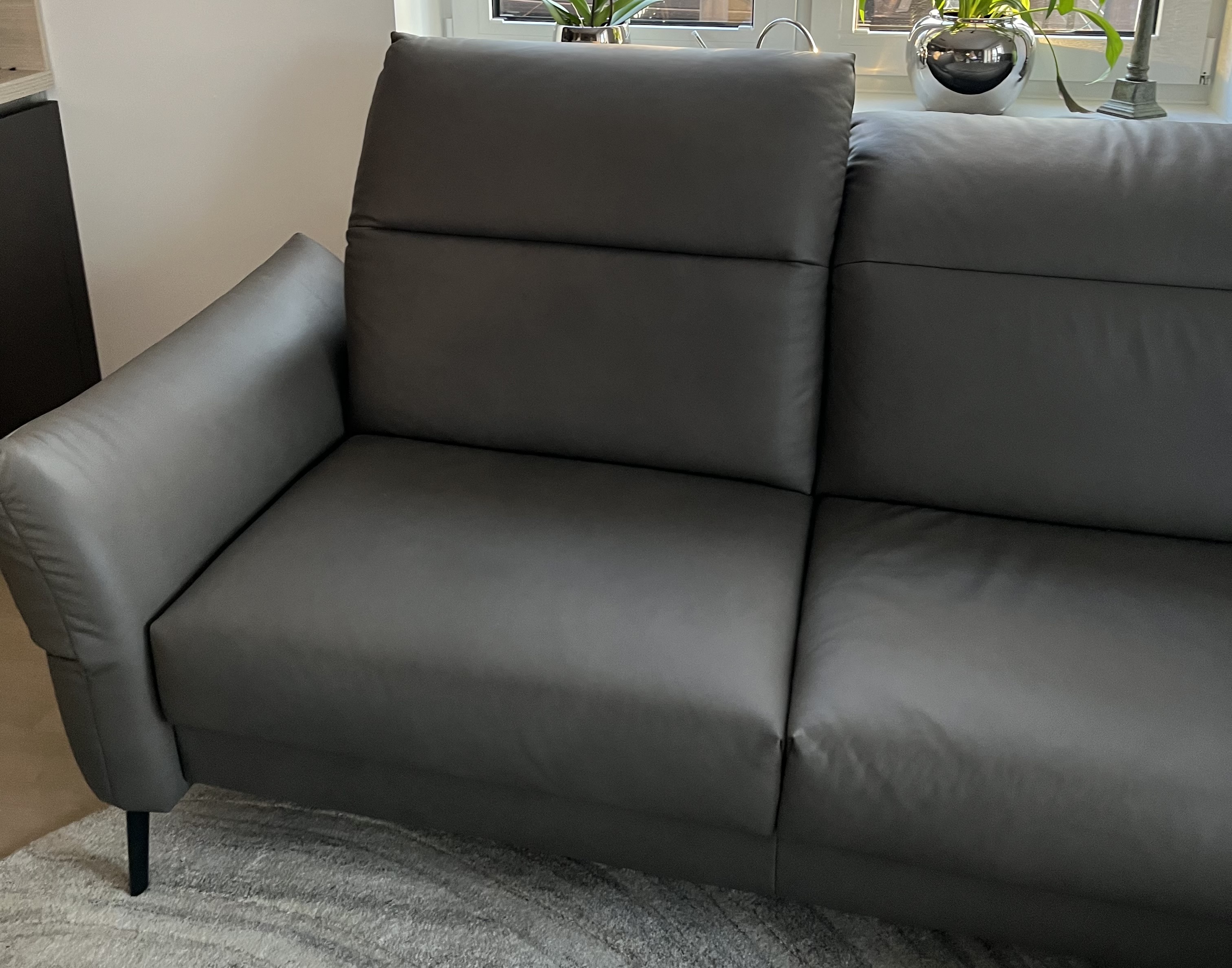 Ecksofa Leder Grau