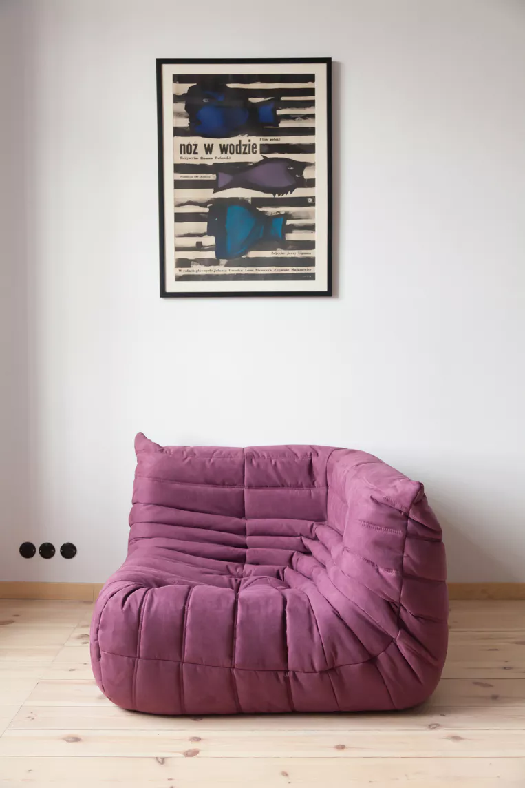 Togo Divano angolare Tessuto Melanzana