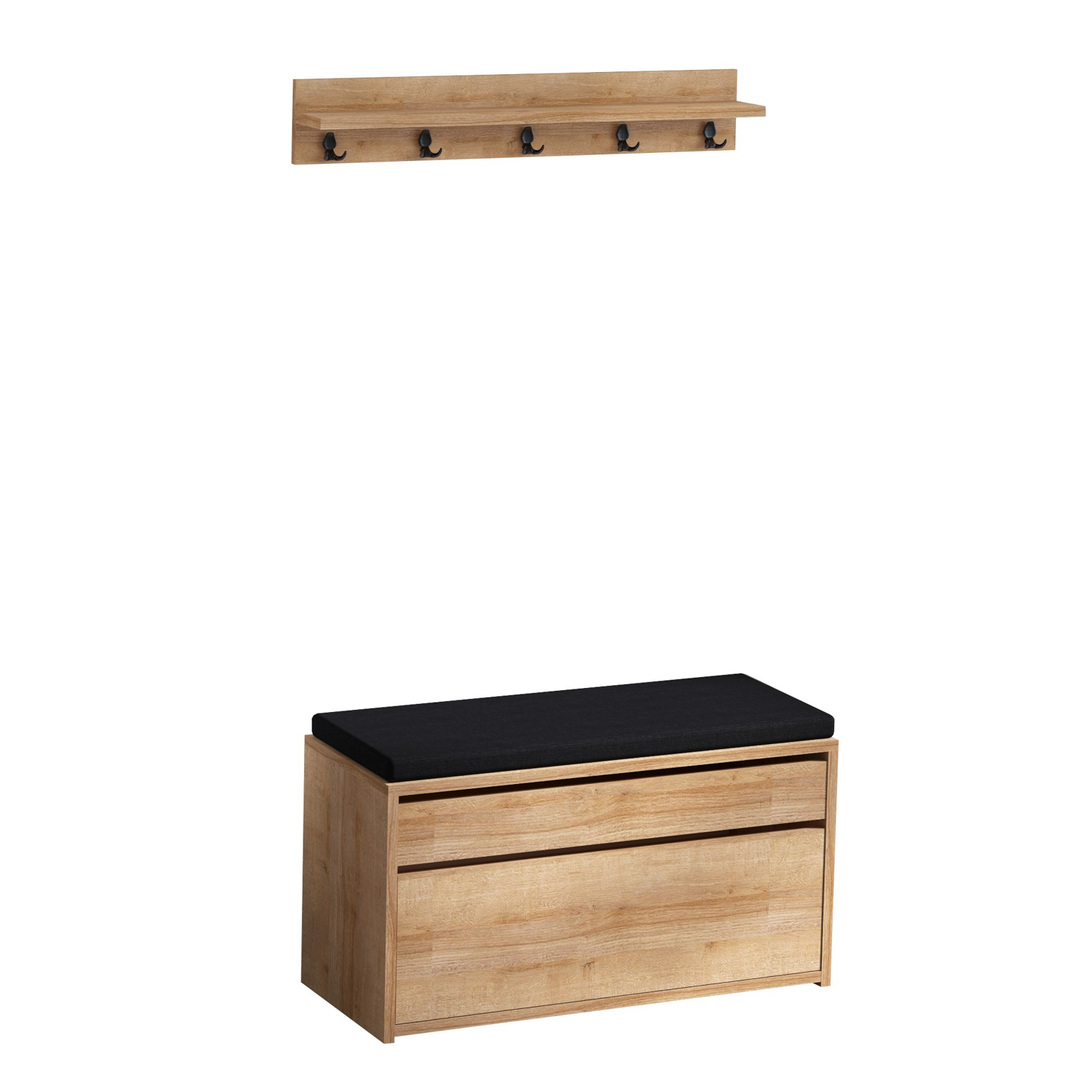 Boby Garderobe Holz Eiche Schwarz