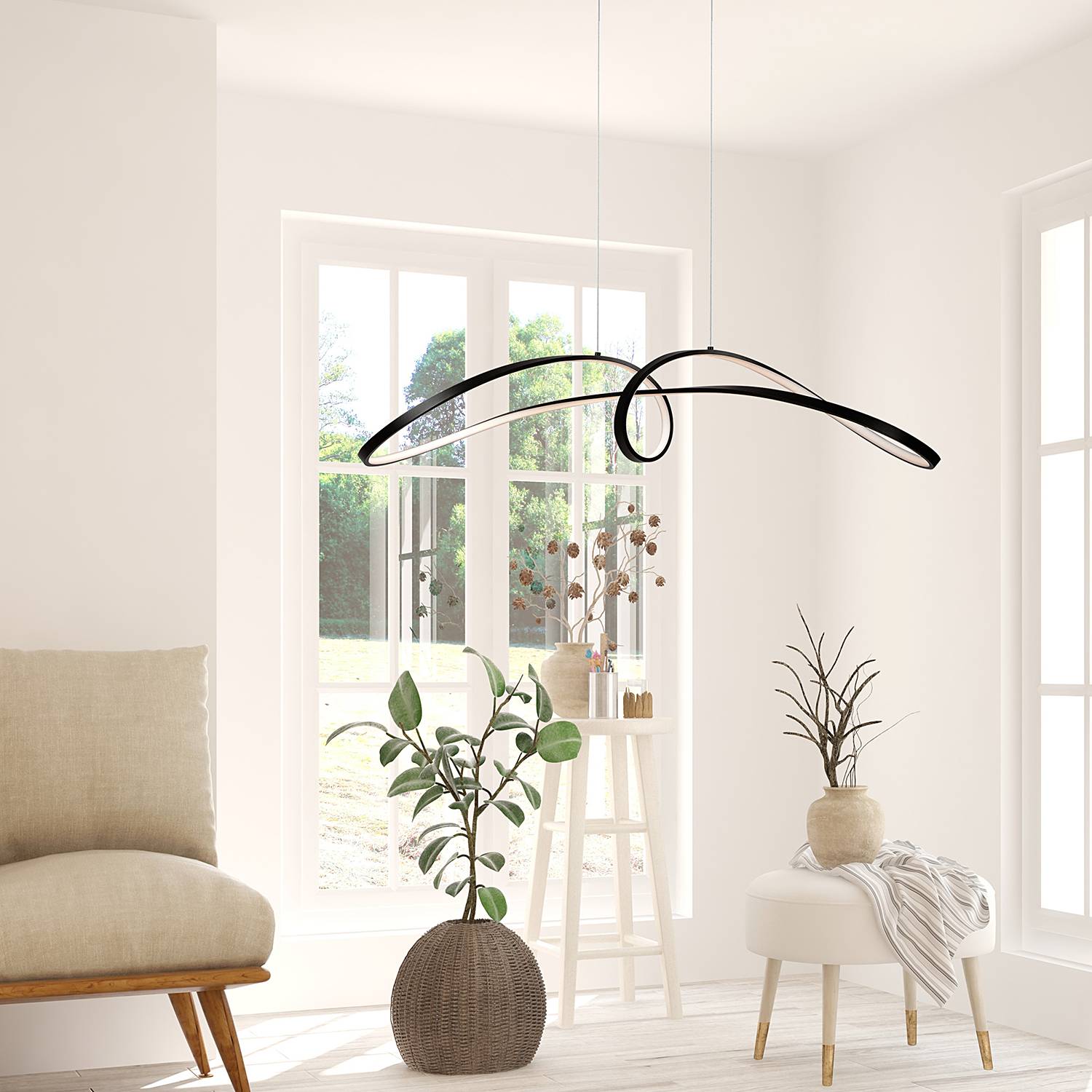 Curve LED-Pendelleuchte Aluminium 1-flammig