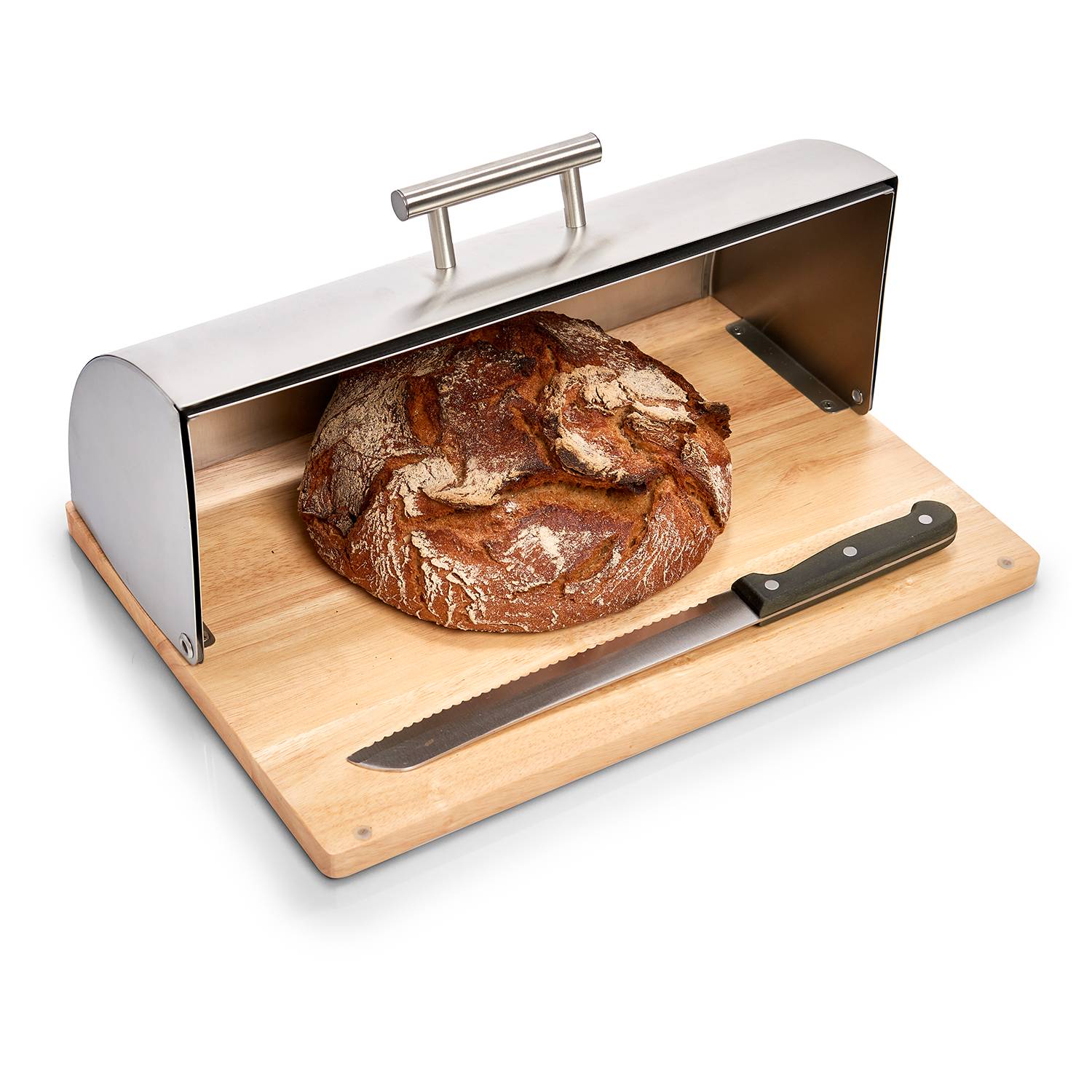 Brotkasten Zobi Gummibaum Silber 39,5 x 28 x 16