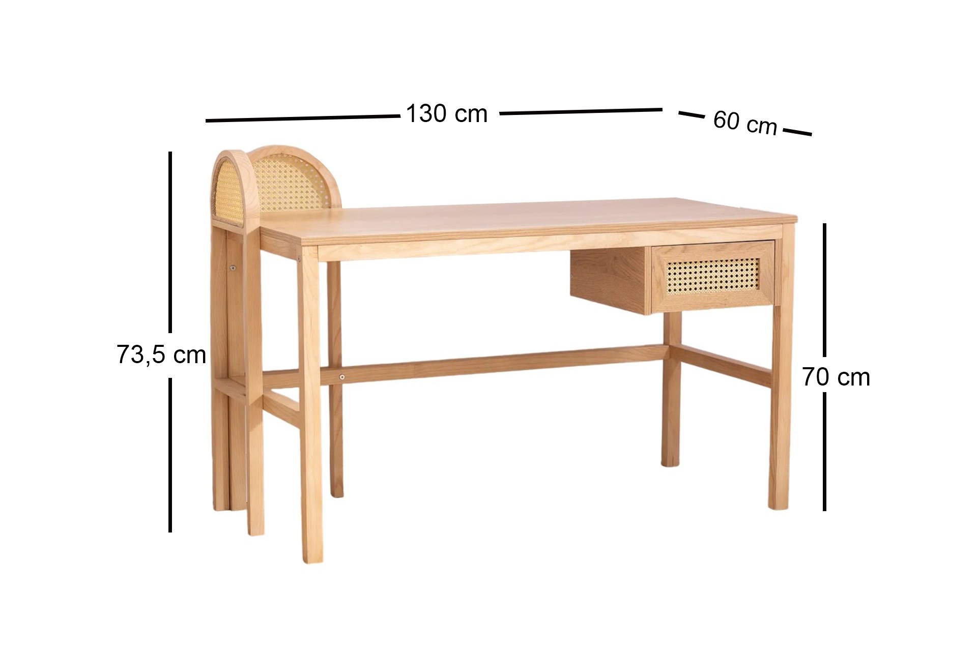 Schreibtisch in Geflechtlook 130cm