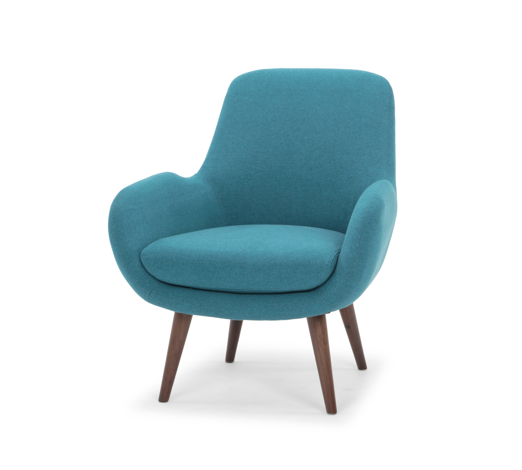 Moby Sessel mit Hocker Nussbaumholz Textil Aqua Blue