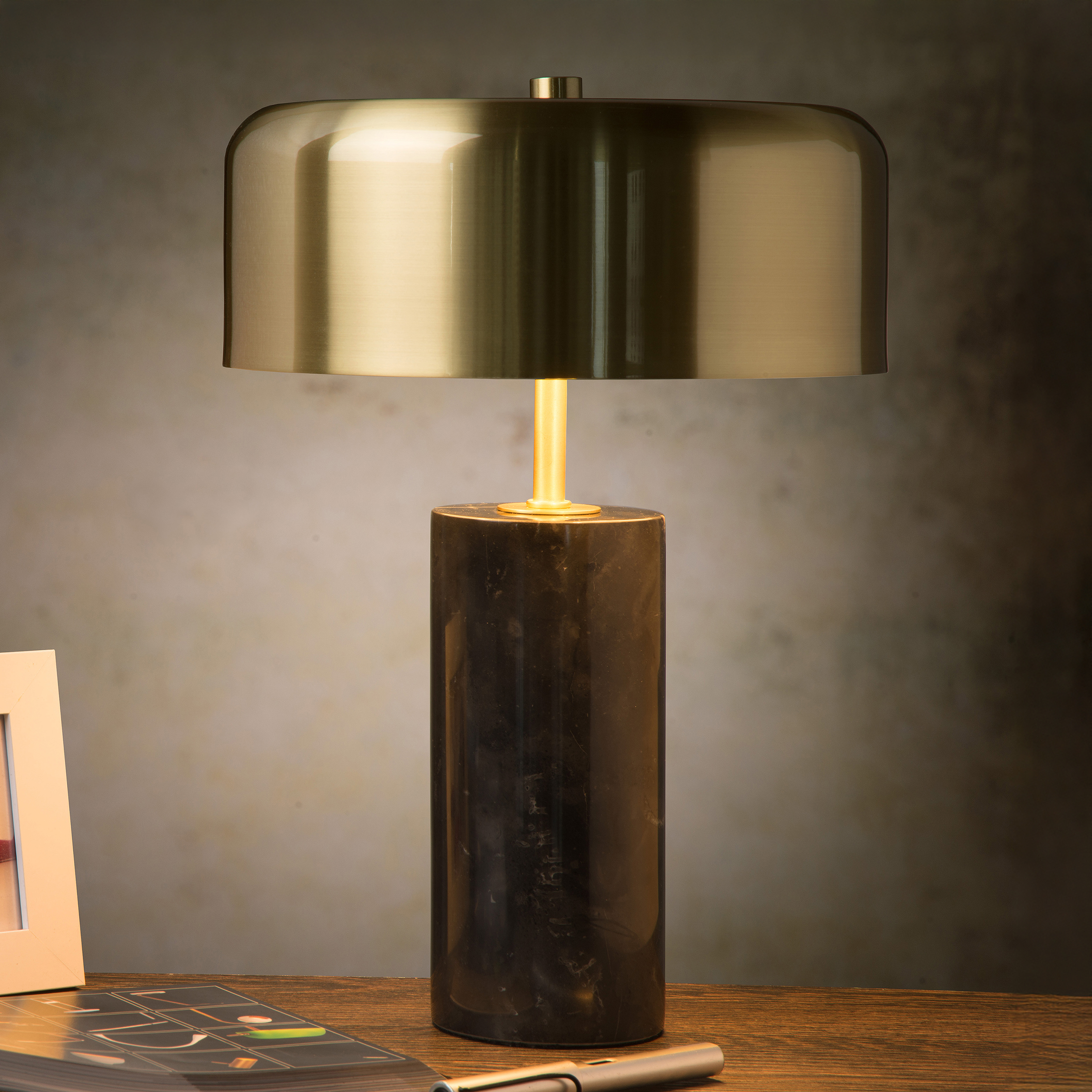 Mirasol Tischleuchte Mamor Schwarz Messing