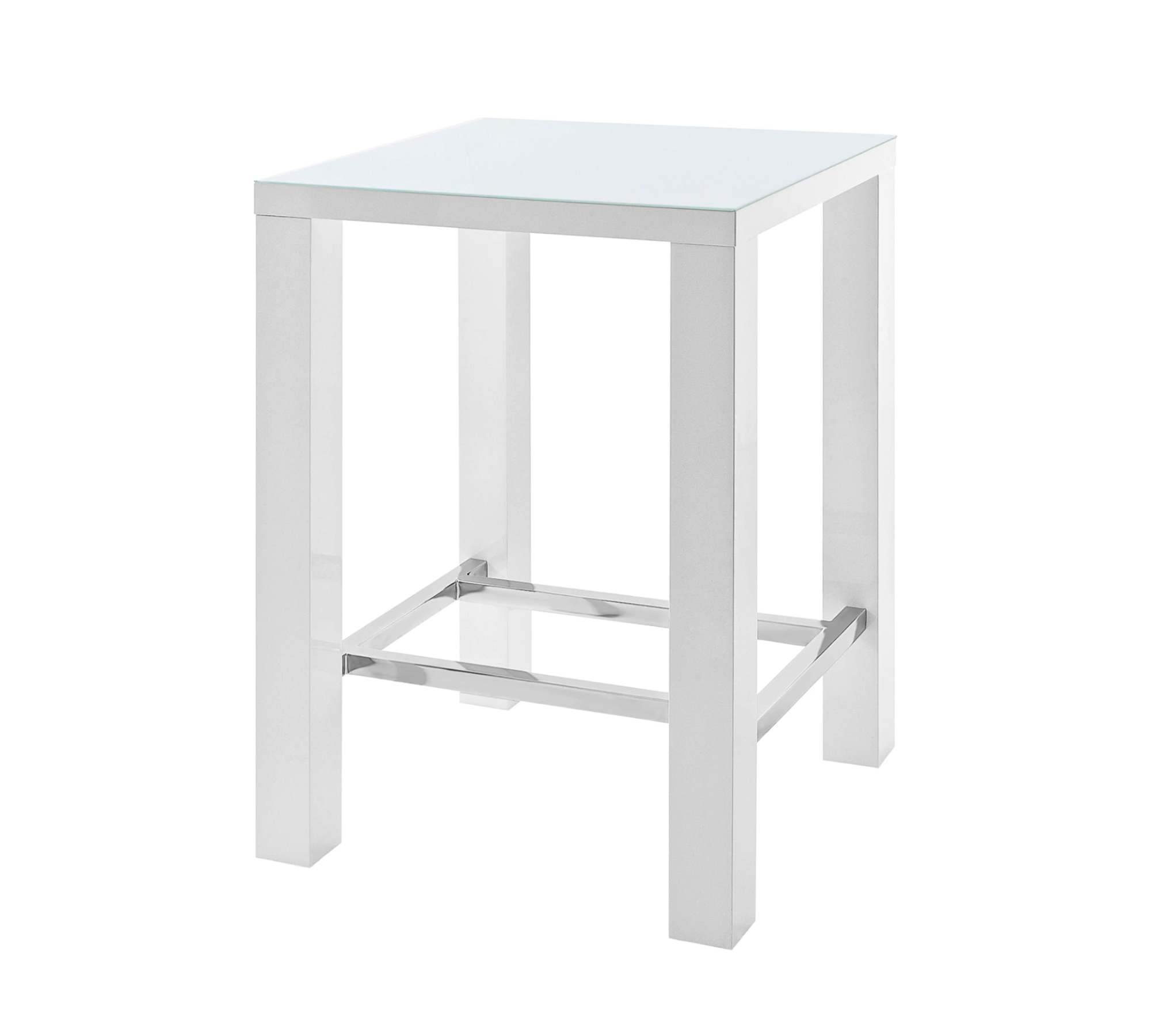 Bartisch Metall Glas Weiß Chrom