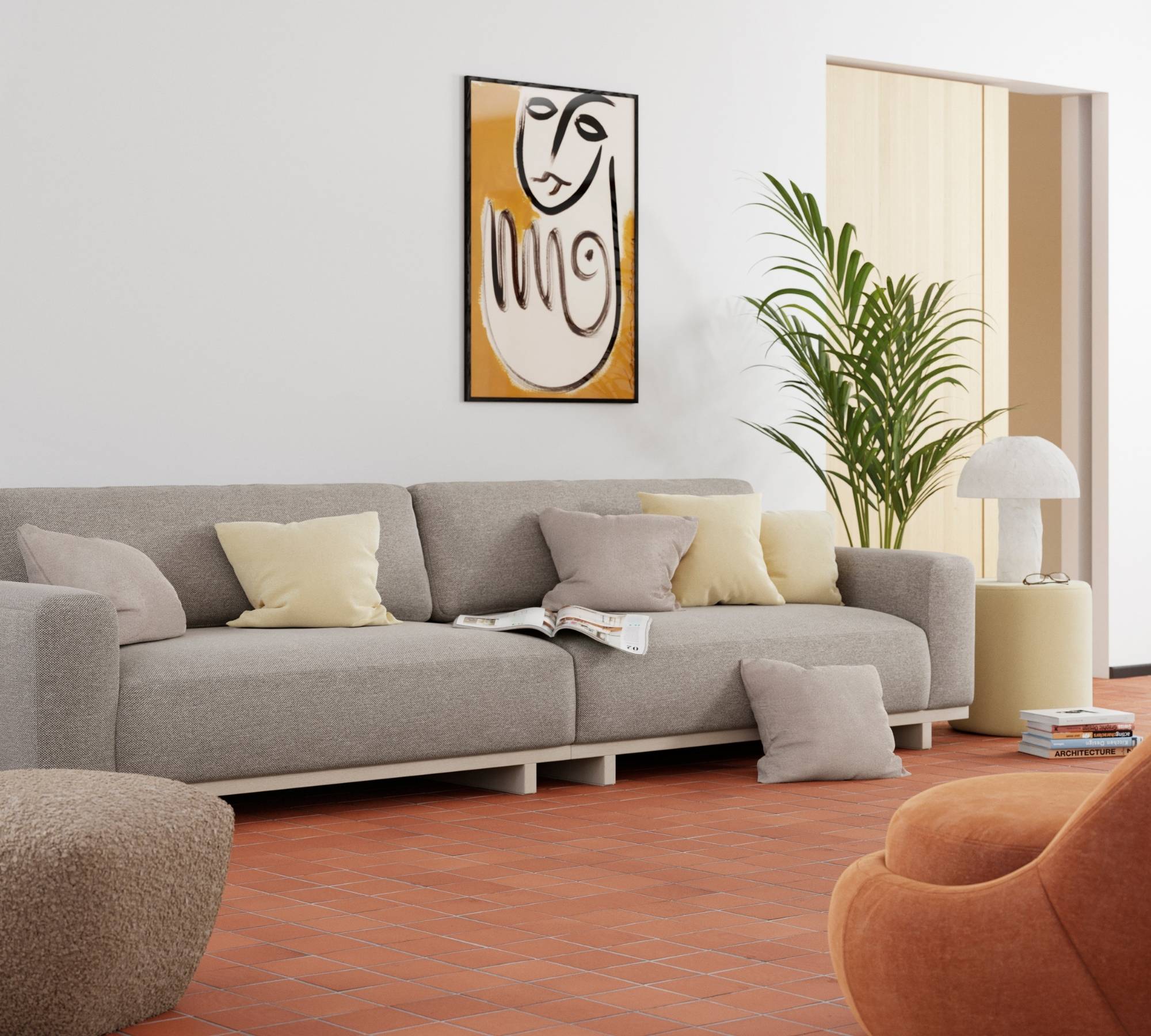 Aya Sofa 3,5-Sitzer Agnes Brown