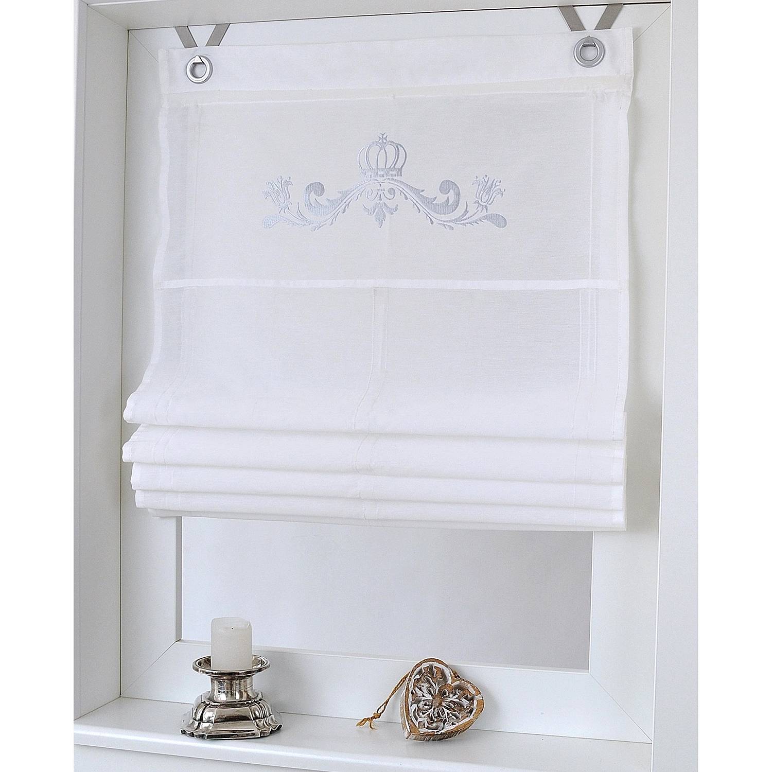 Raffrollo Kessy III Webstoff Weiß 80 x 140 cm