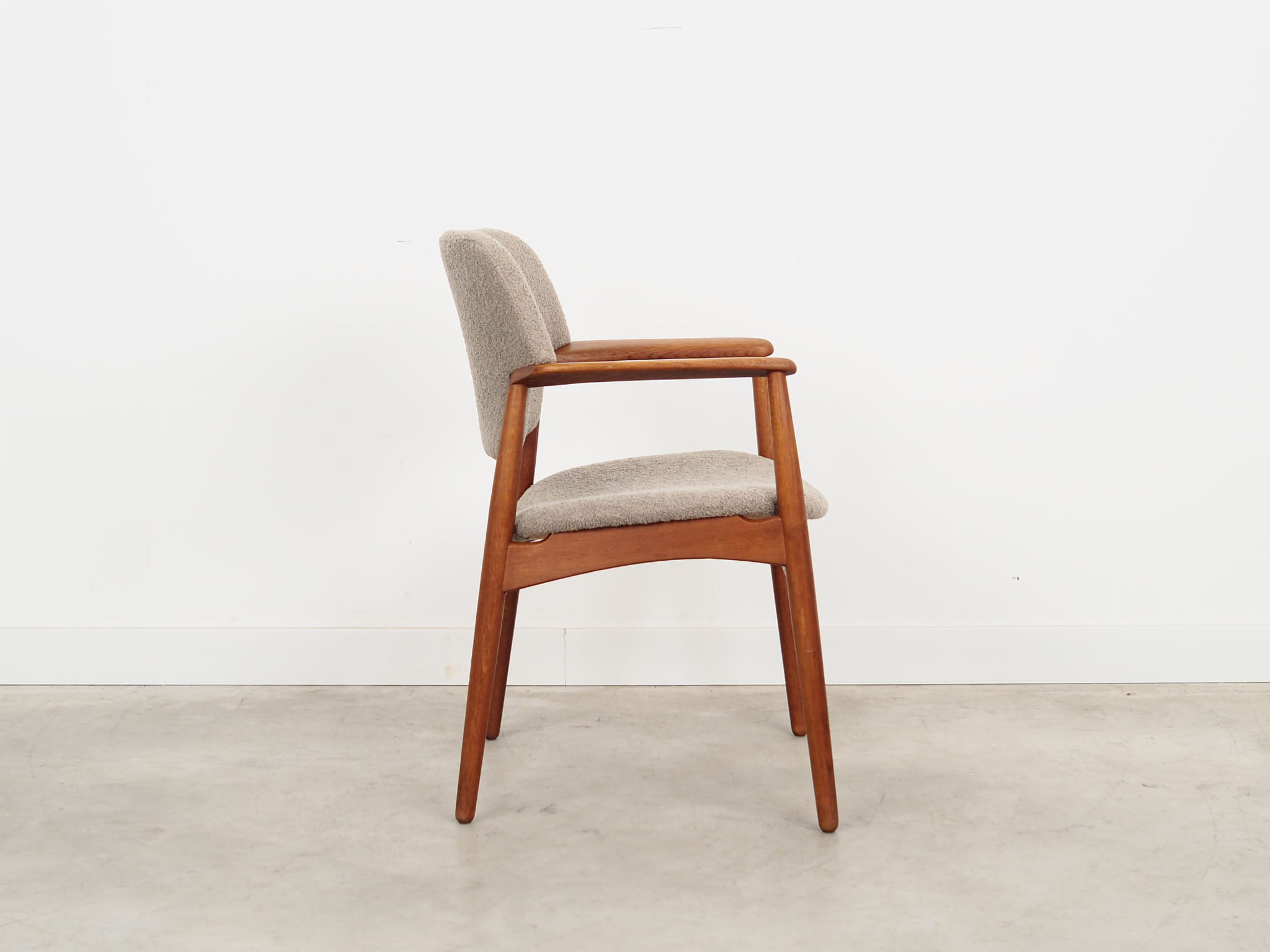 Vintage Chair Teak Wood Textile Grey 1960s