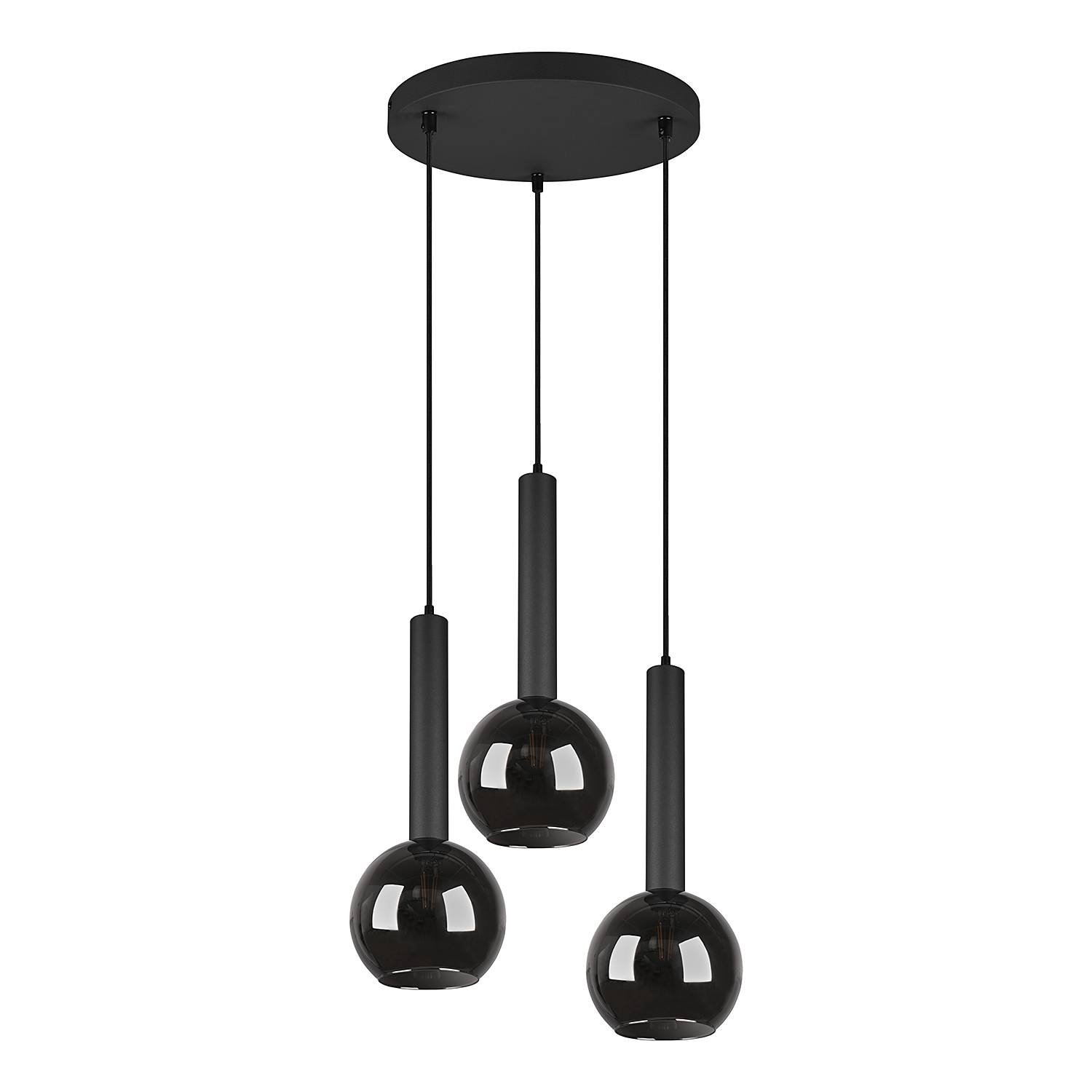 Clayton Pendelleuchte Rauchglas Eisen 3-flammig