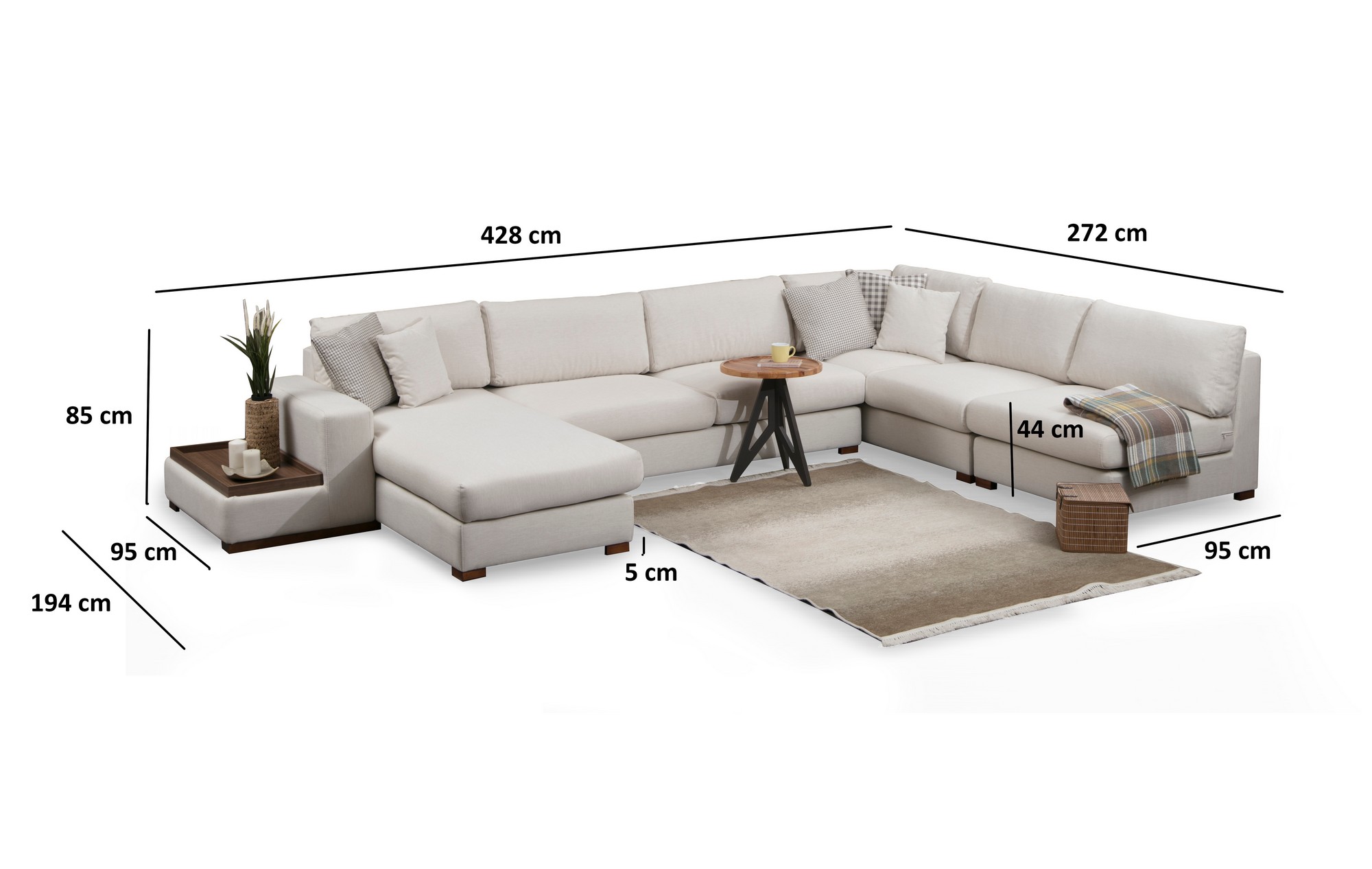 Ecksofa Textil Weiß