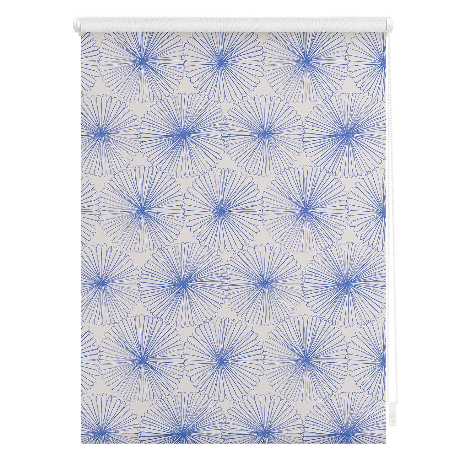 Klemmfix Rollo Flower Wheel Polyester Blau 60 x 150 cm