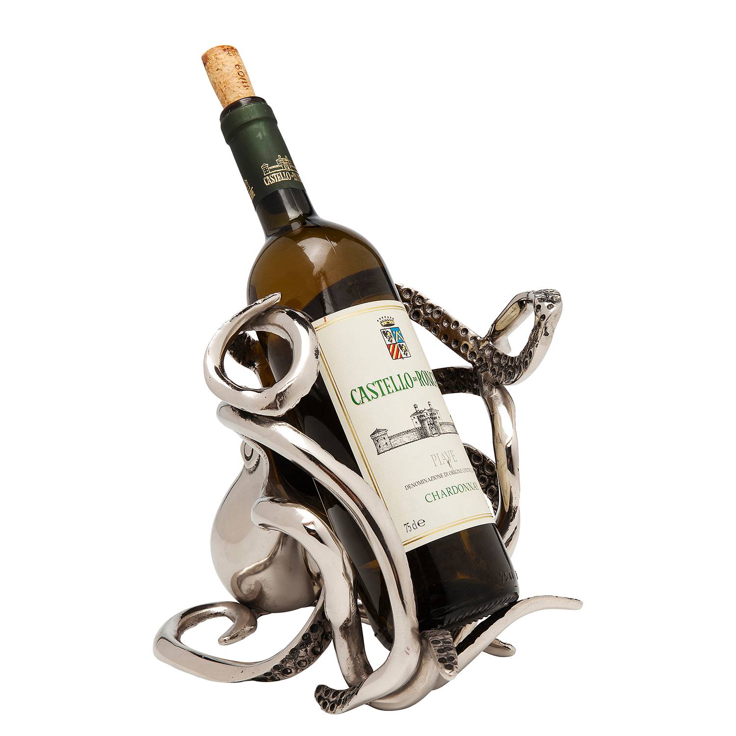 Octopus Flaschenhalter Silber Metall