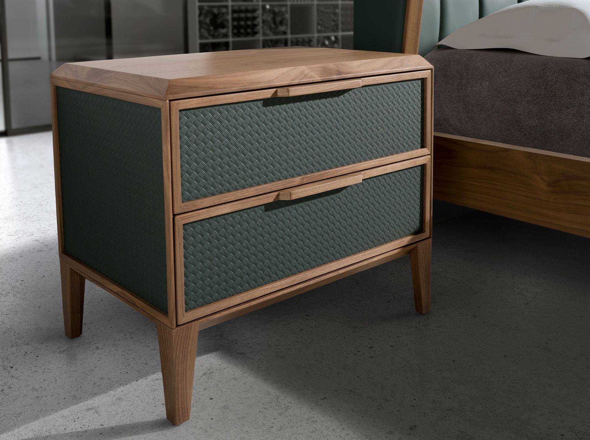 Nightstand walnut veneer Green