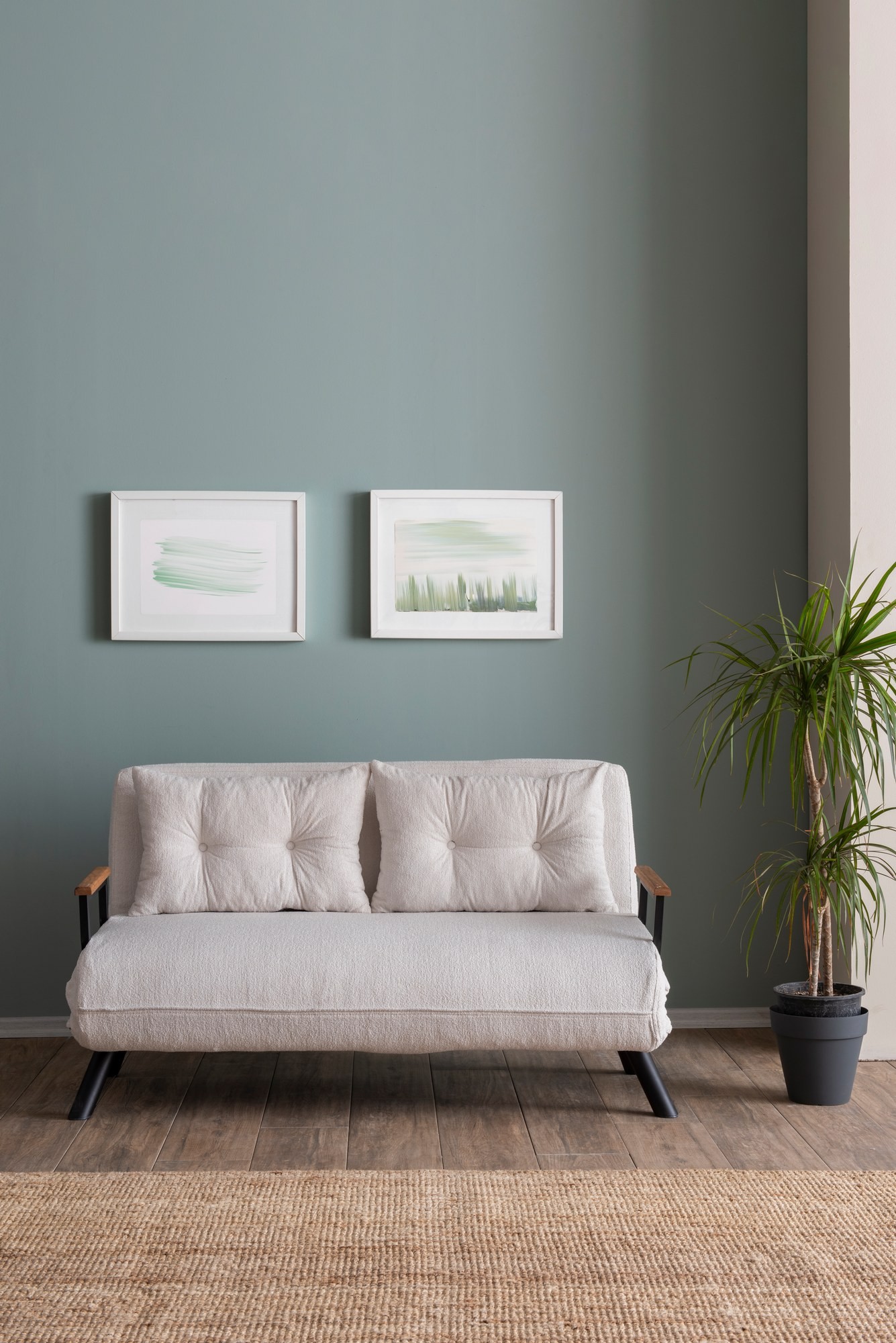 Sando Sofa bed 2-seater Bouclé White