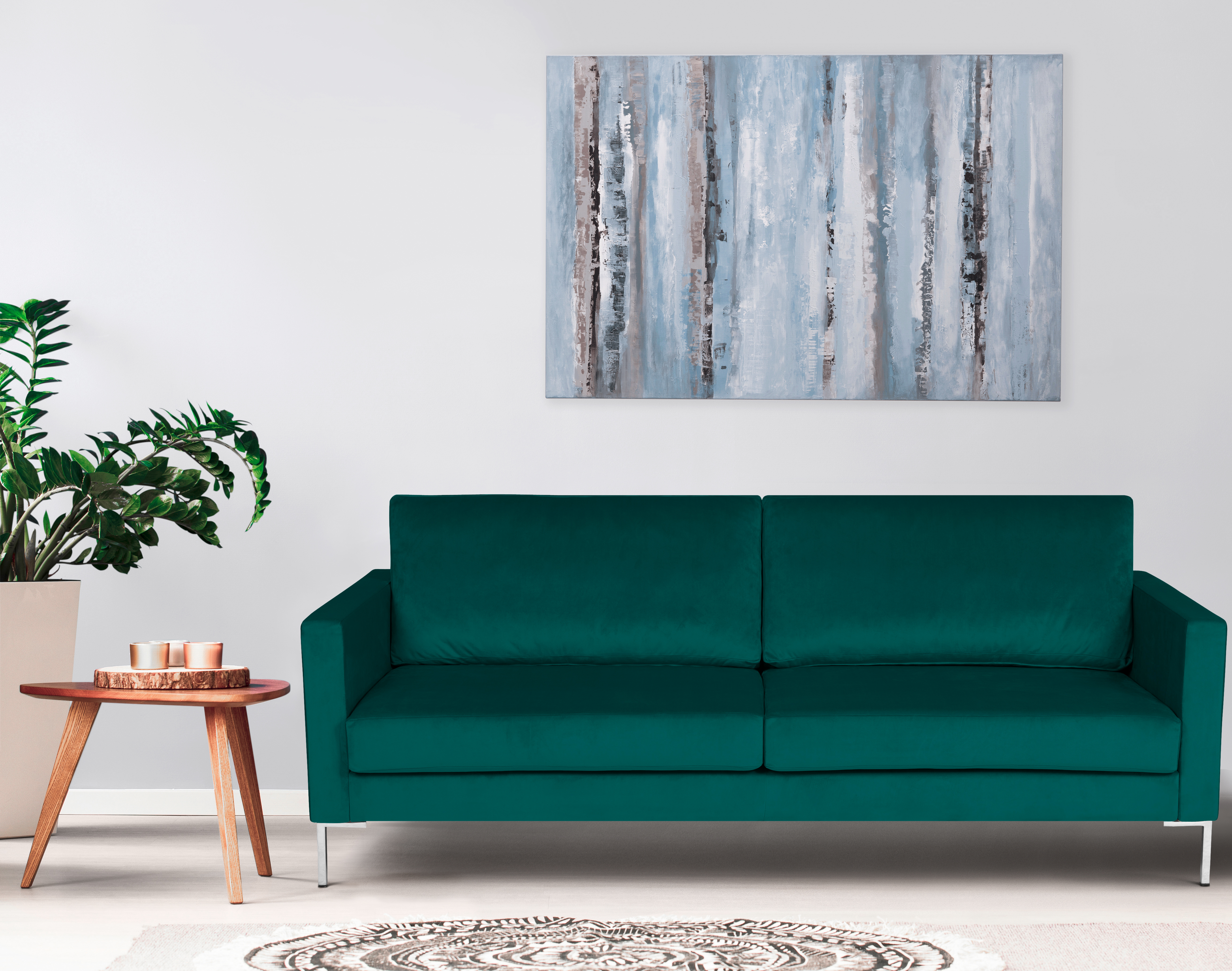 Portobello Sofa 2-Sitzer Samt Metall Petrol