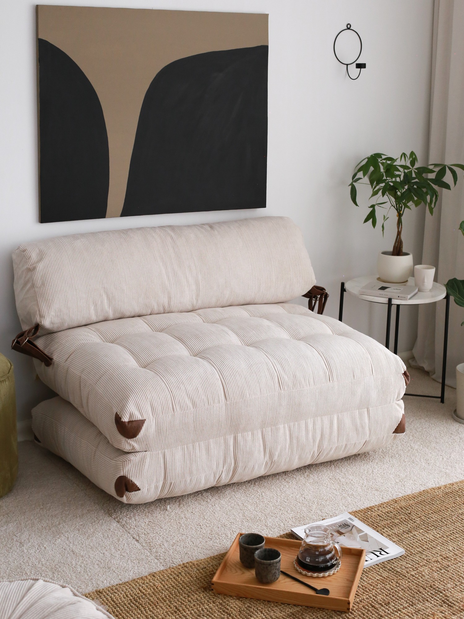 Fold Velvet 2 Sofa bed 2-seater White