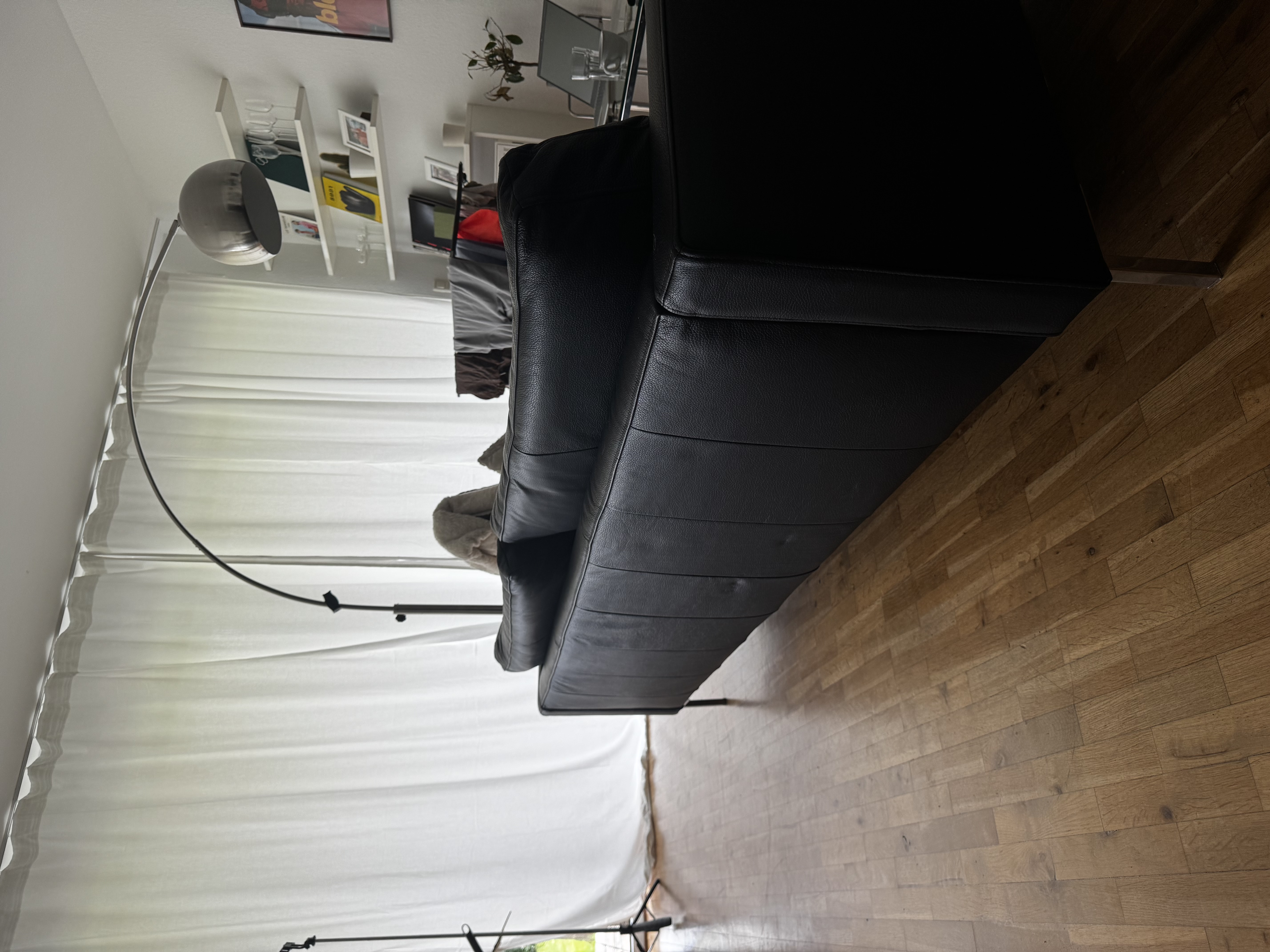 3-Sitzer Sofa Leder Schwarz