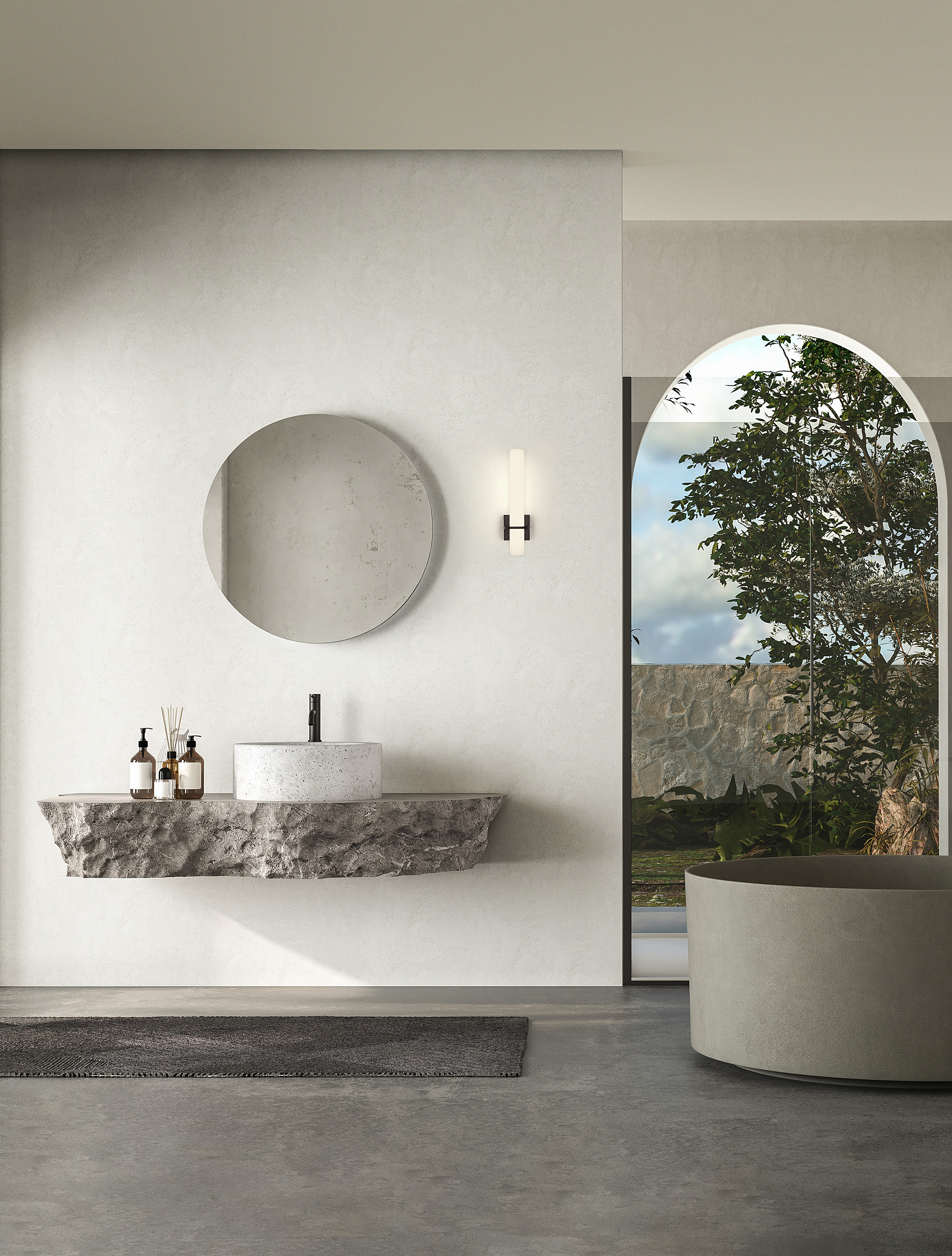 Luca Wandleuchte Milchglas Aluminium Schwarz