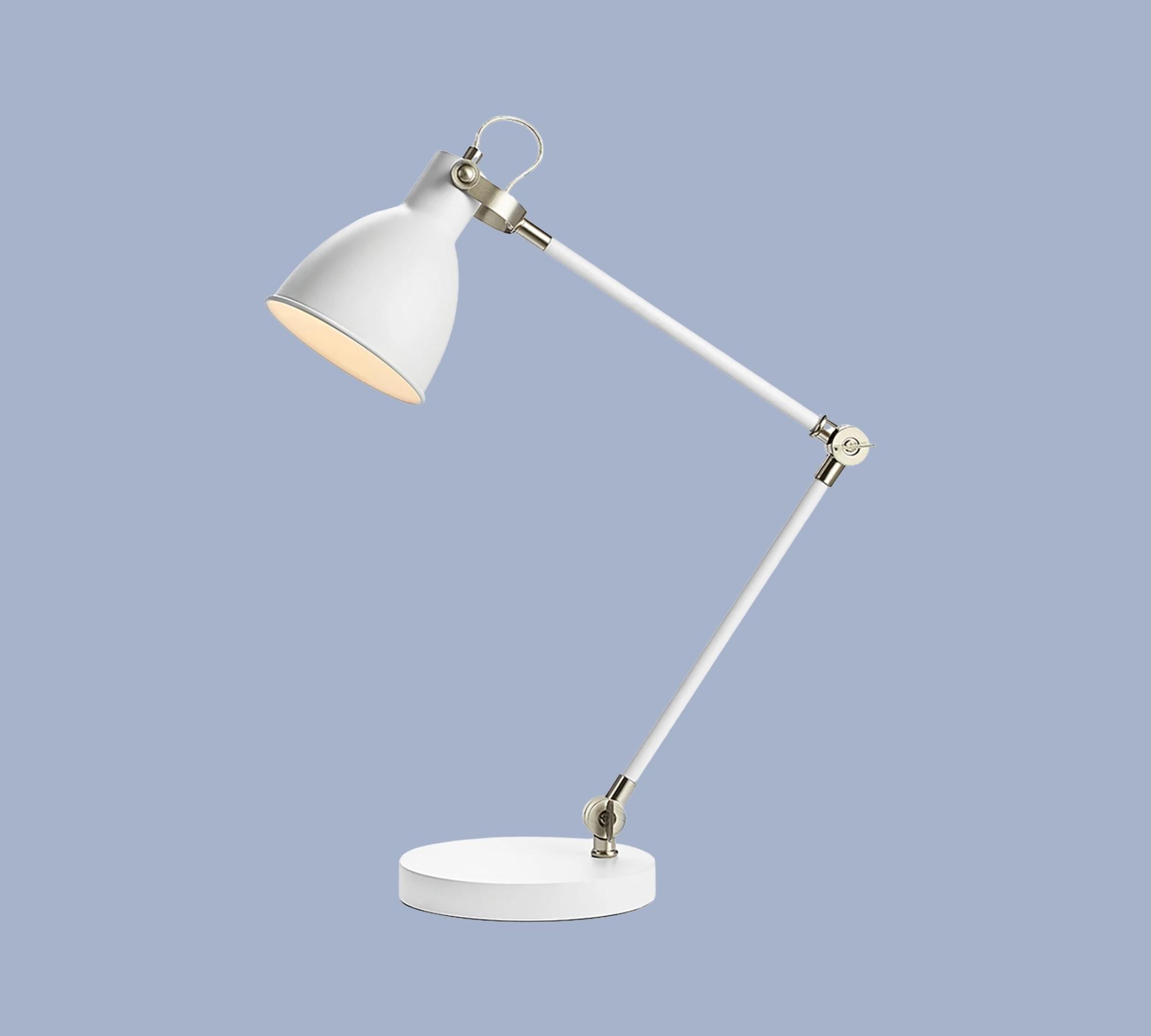 Tischleuchte mit Industrial-Stil Anleihen Weiß