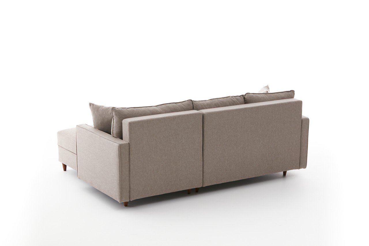 Eva Sofa Récamiere Rechts mit Hocker Creme