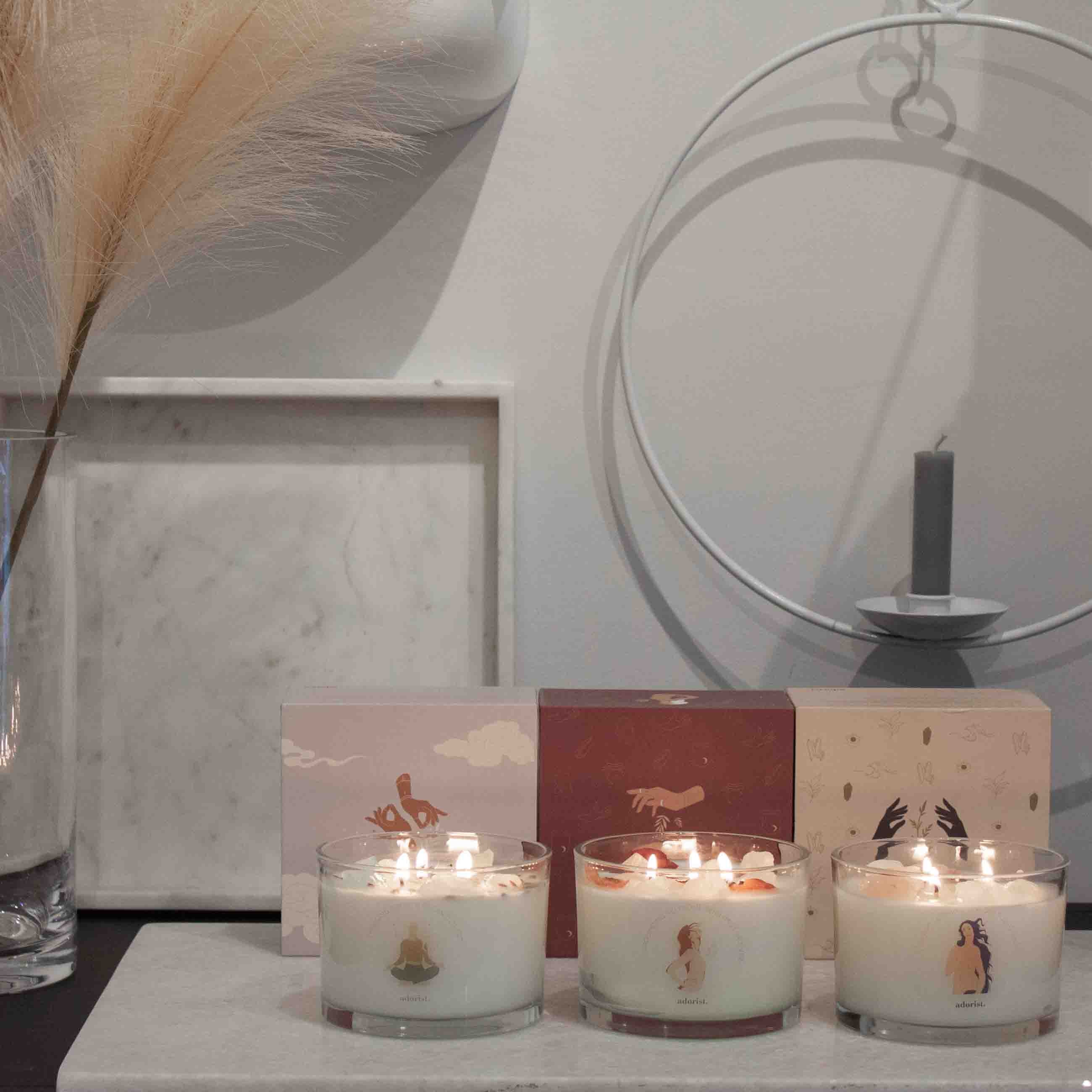 Clean Cotton Scented Candle Soy Wax with Crystals White