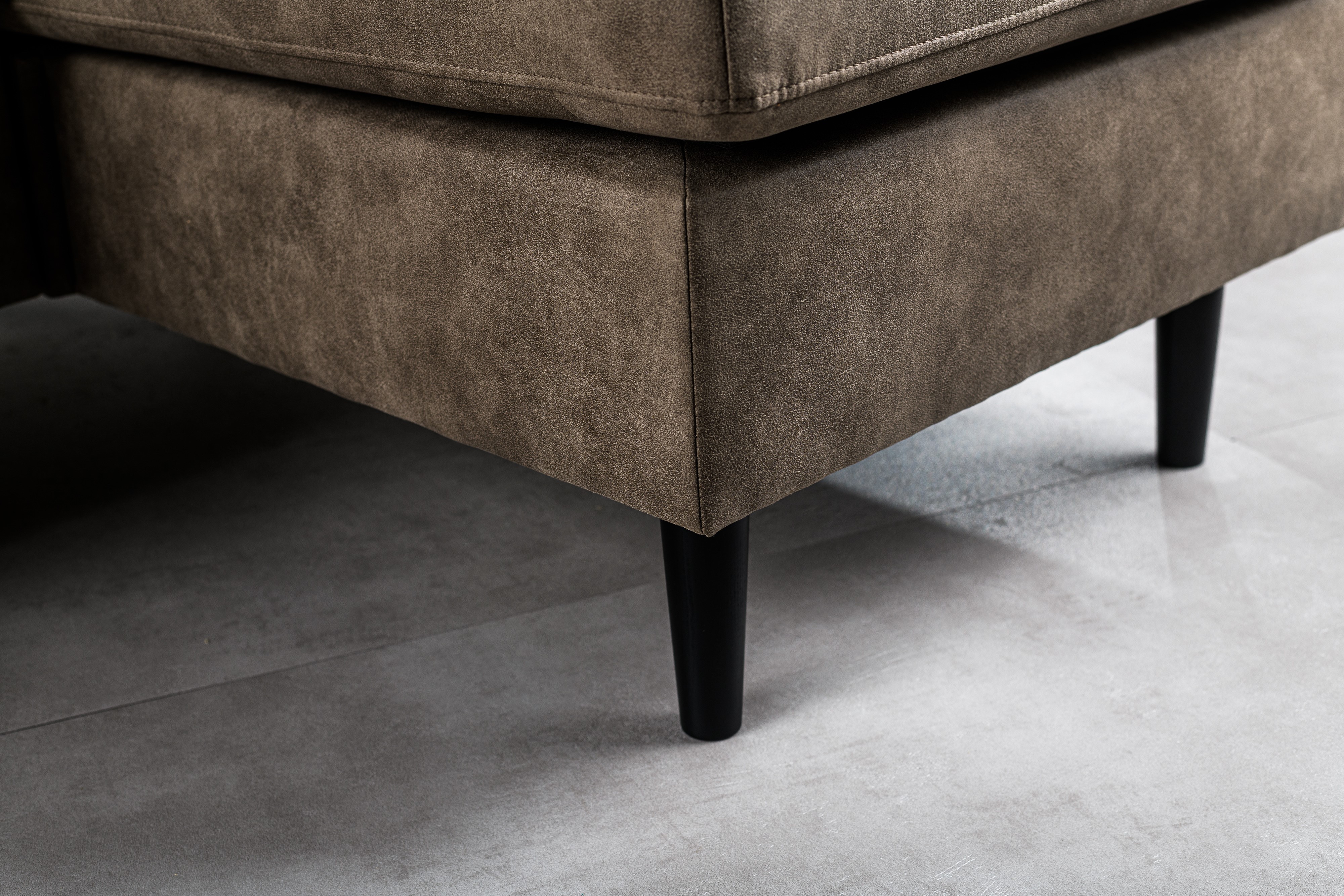 Sofa 3-Sitzer Chaiselongue Links Rechts Stoff Braun