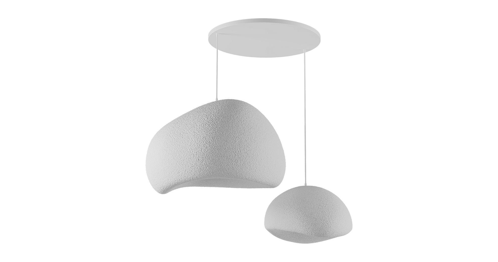 2-Flammig Wabi Sabi Rawbends Pendelleuchte Weiß