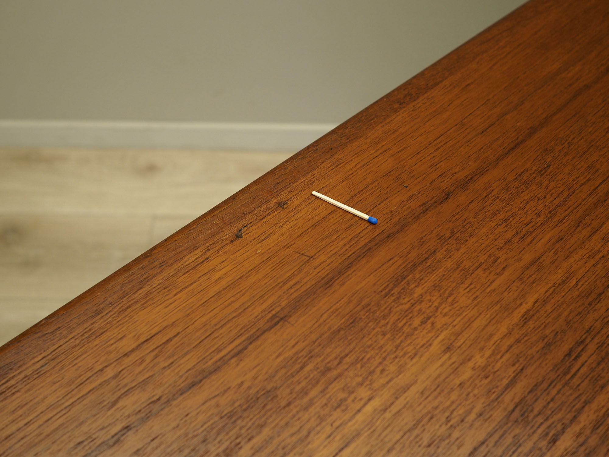 Teak desk wood veneer 1970s 
