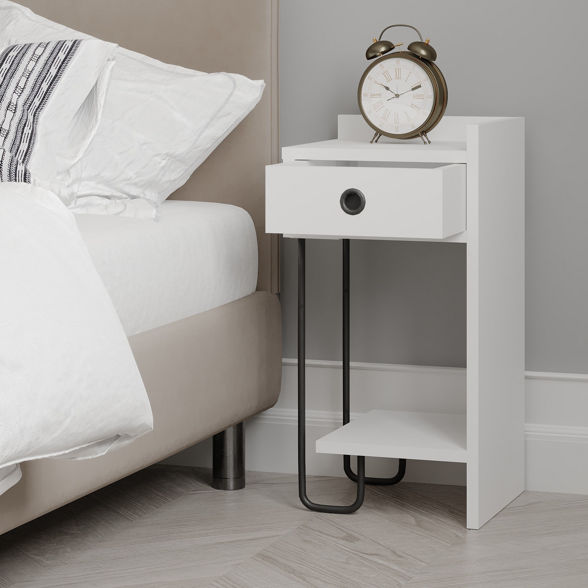 Sirius Bedside Table Right White