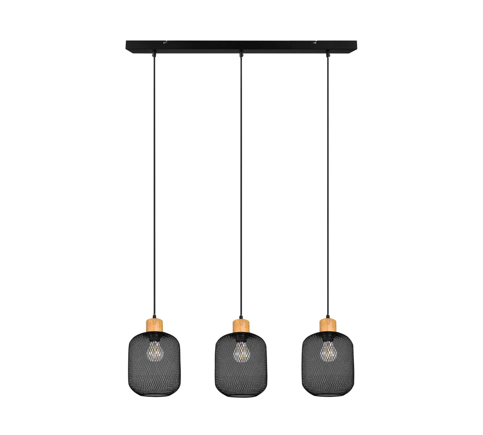 3-Flammige Pendelleuchte Eisen Schwarz