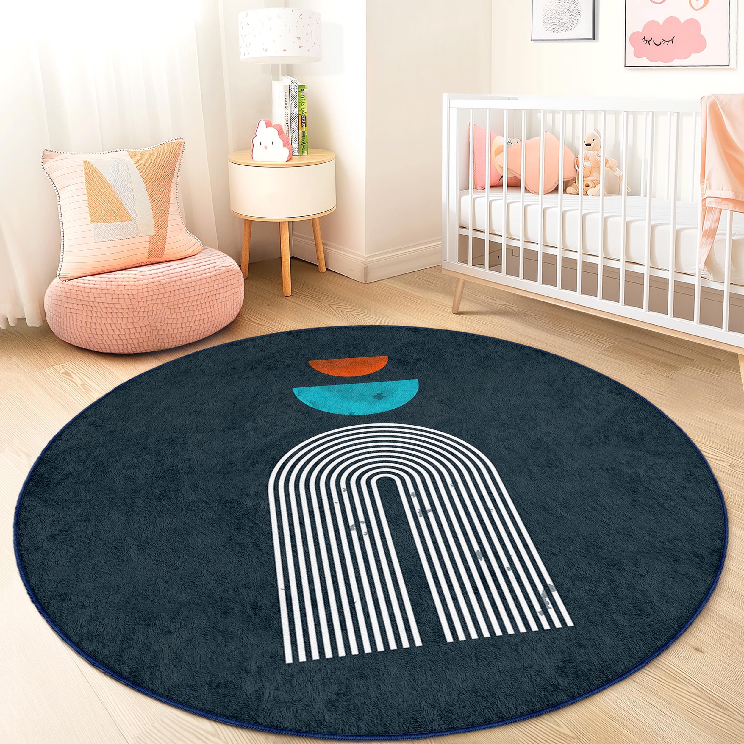 Geometric pattern children's play rug Multicolored Ø180cm