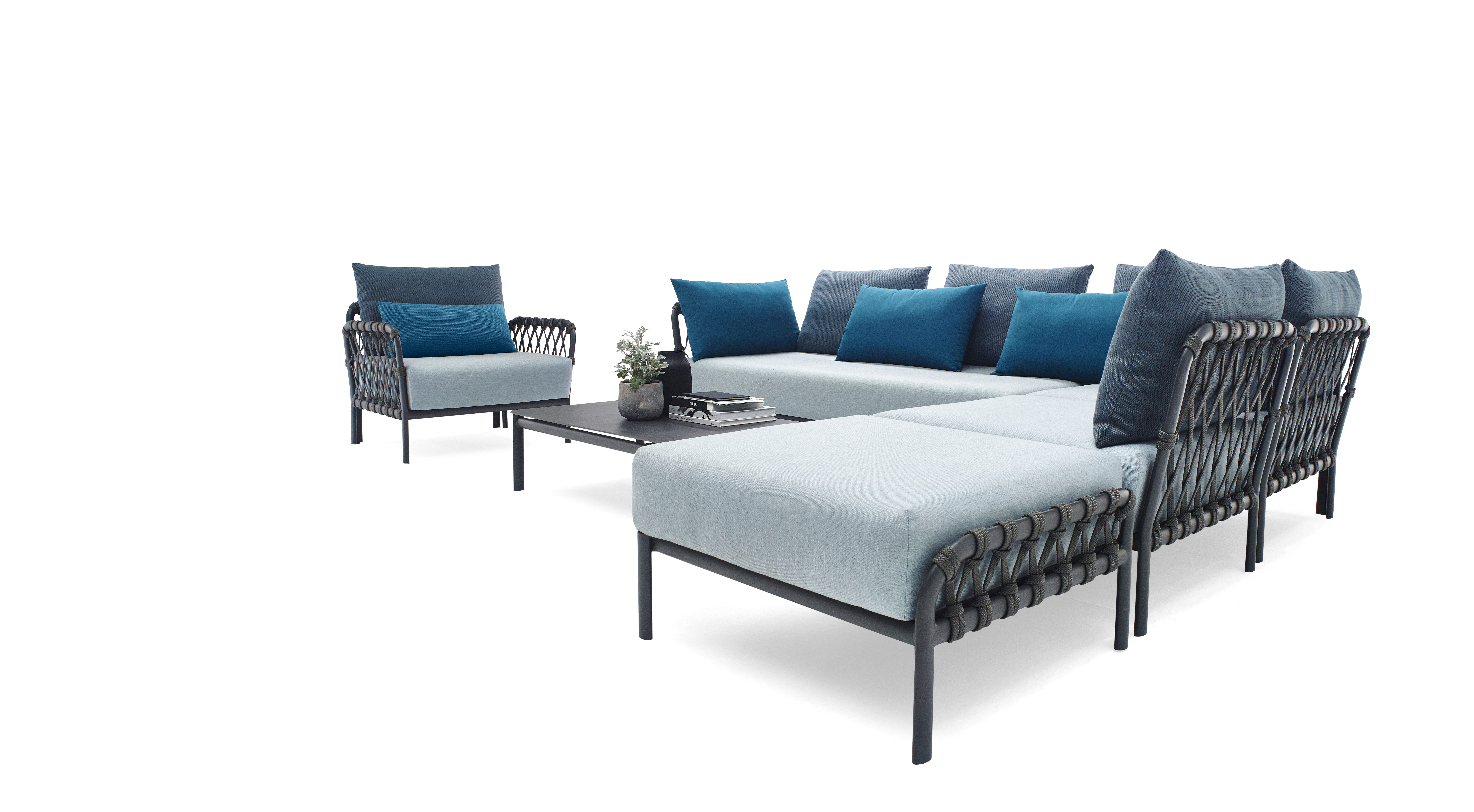 Caro Garten Lounge-Set Anthrazit Blau