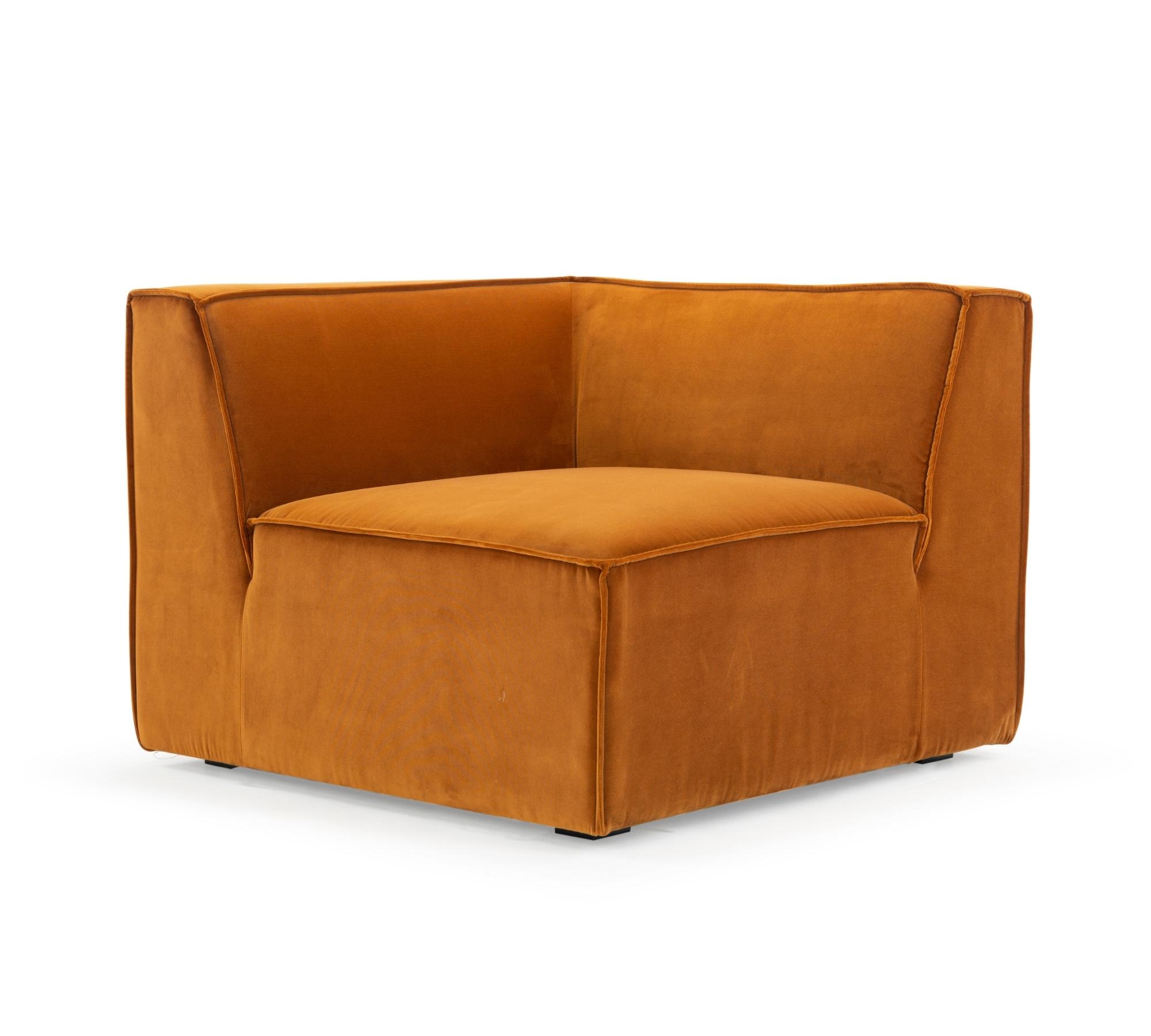 Dane 1-Sitzer Eckmodul Rechts Velour Matt Amber