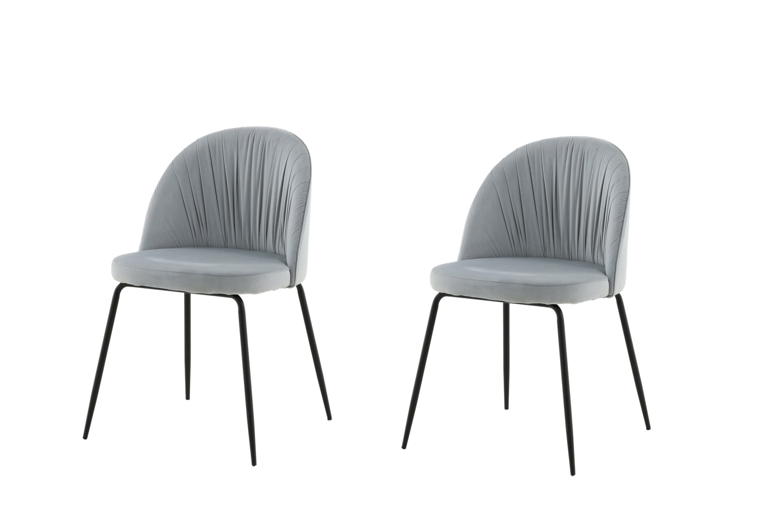 2x Wrinkles Esstischstuhl-Set Samt Metall Schwarz Grau