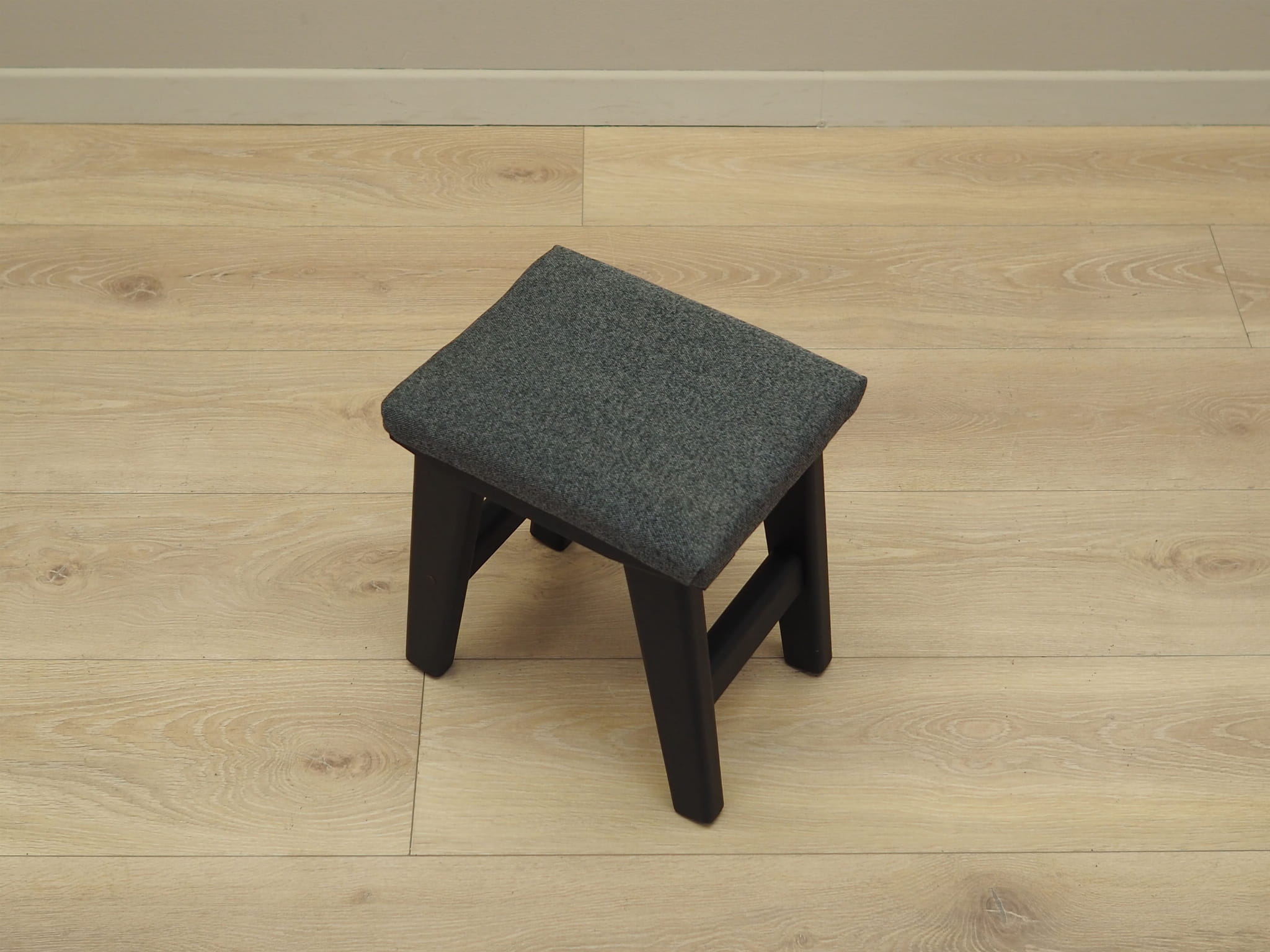 Vintage stool textile wood grey 1980s
