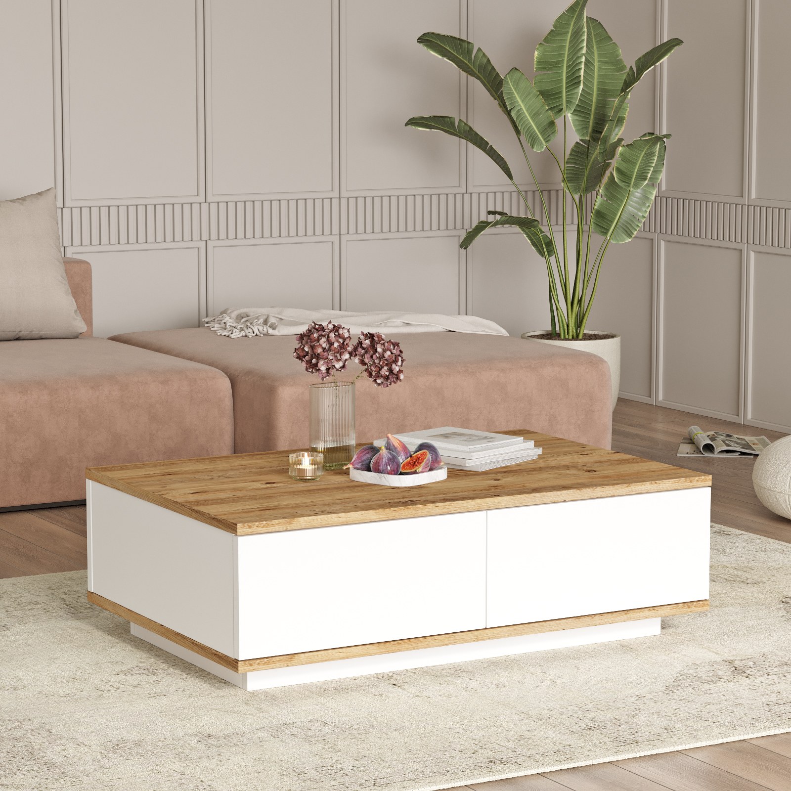 Fr14-Aw Couchtisch Braun Weiß